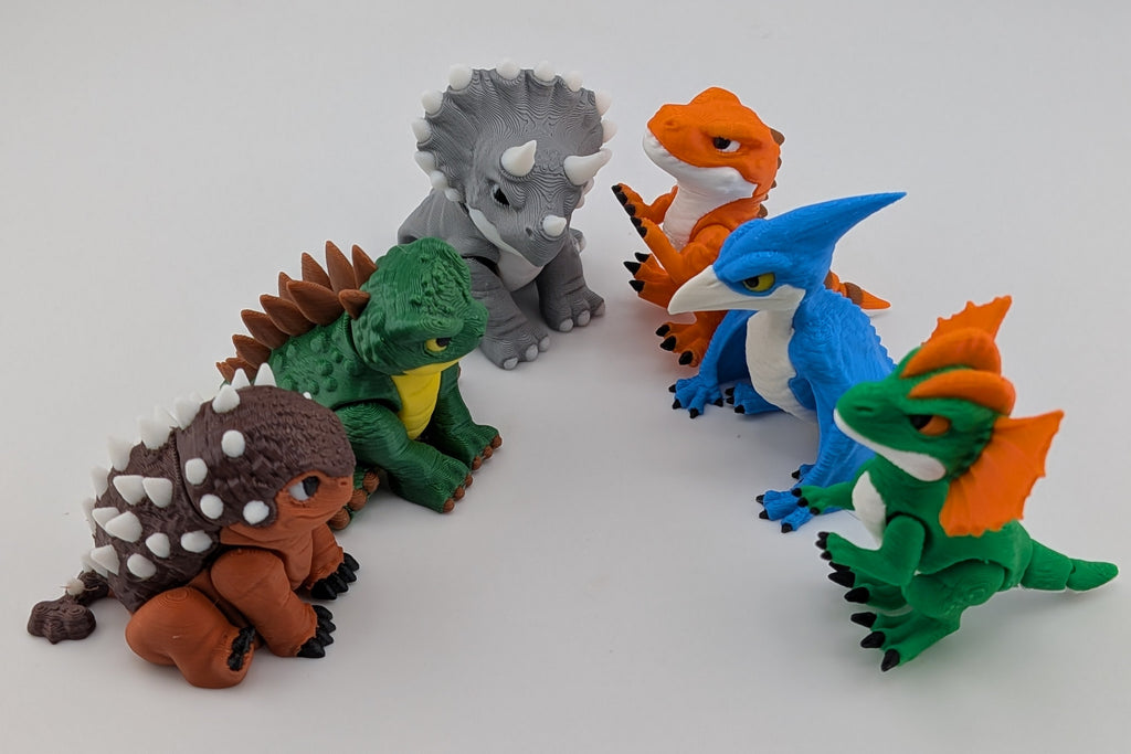 🦖 Hatching Soon! 1.5" Baby Dino Flexis | Articulated Miniature Dinosaur Fidgets 🌋🦕