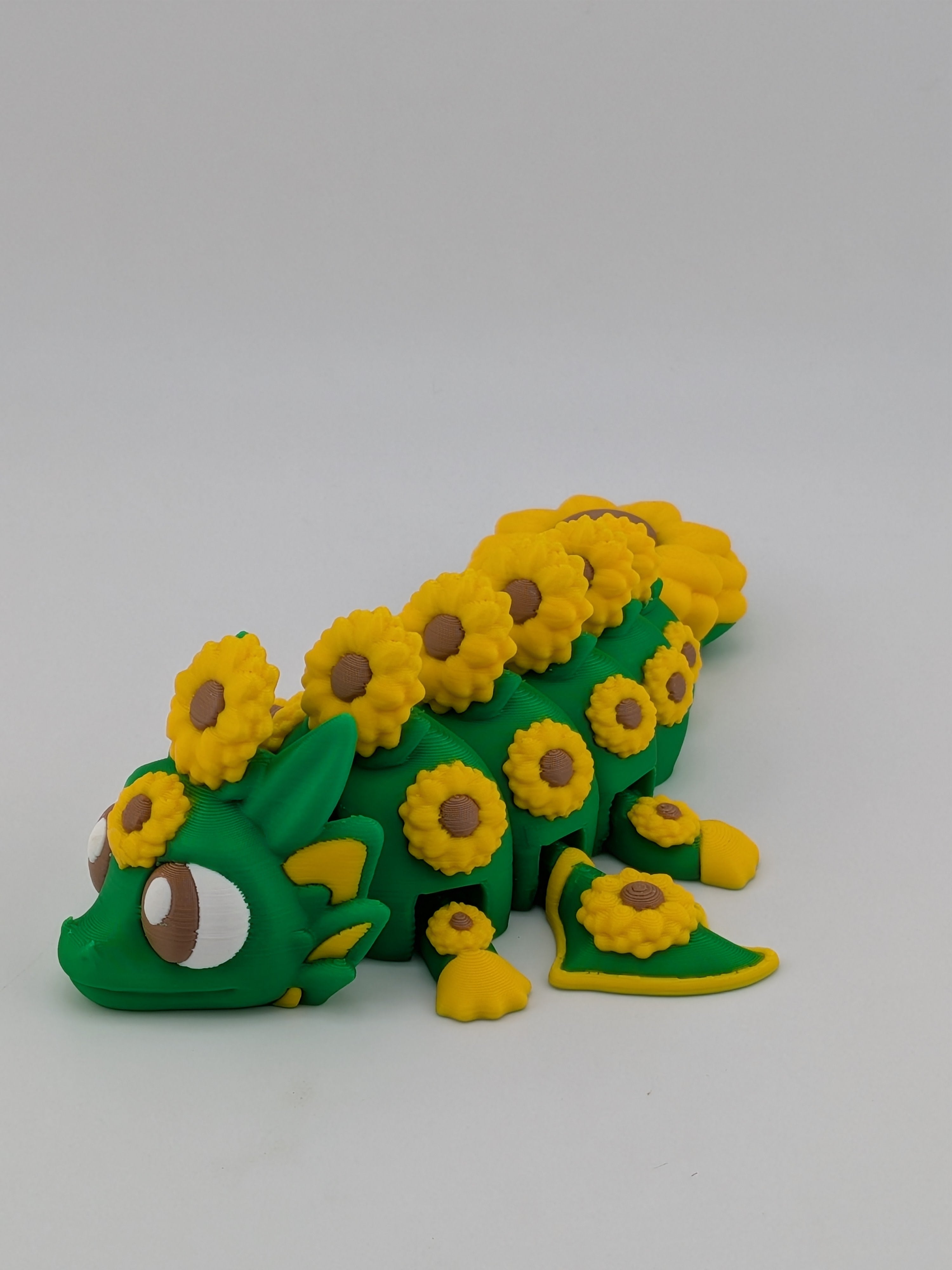🌻🐉 5.2" Sunflower Dragon Flexi | Articulated "Summer-Bloom" Fidget Toy ✨🌿