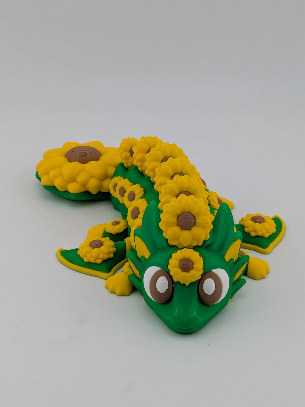 🌻🐉 5.2" Sunflower Dragon Flexi | Articulated "Summer-Bloom" Fidget Toy ✨🌿