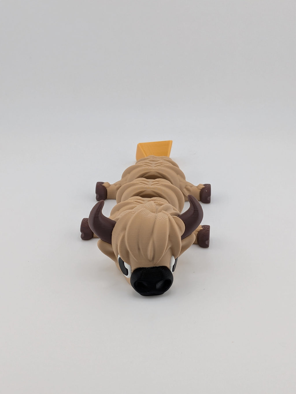 🐮🔔 6" Highland Cow Flexi | Shaggy Articulated "Moo-ver" with Gold Bell Tail ✨🌾
