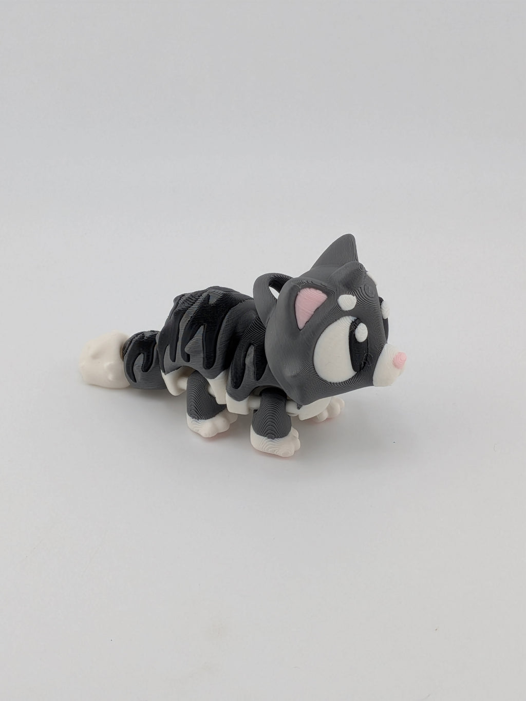 🐱✨ 3" Striped Flexi Cat Keychain | Articulated "Tabby-Style" Fidget Toy 🐾🧶