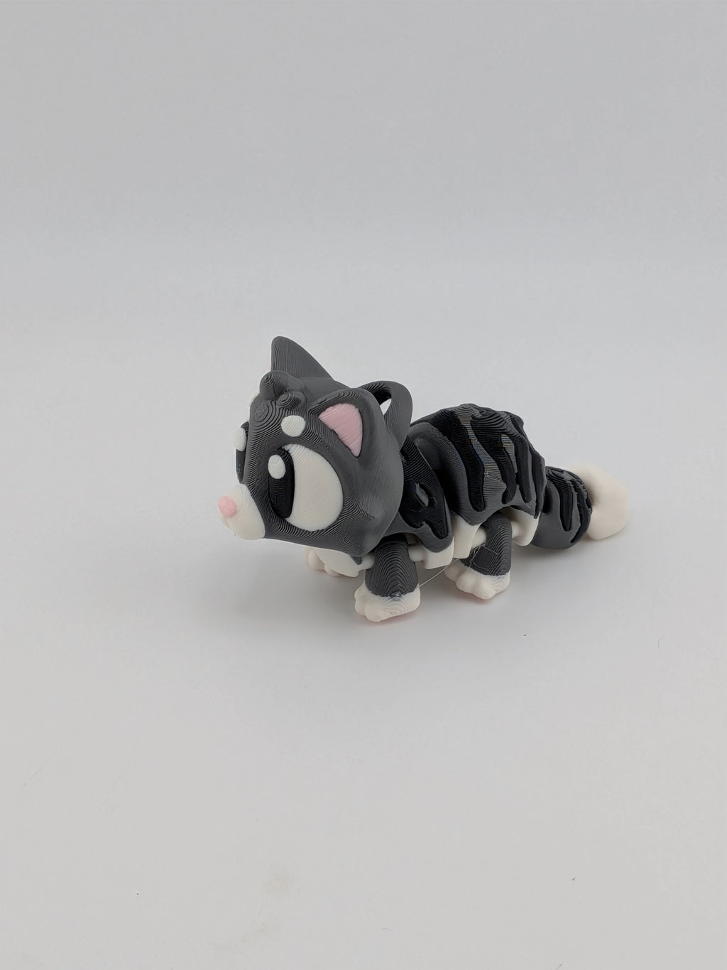 🐱✨ 3" Striped Flexi Cat Keychain | Articulated "Tabby-Style" Fidget Toy 🐾🧶