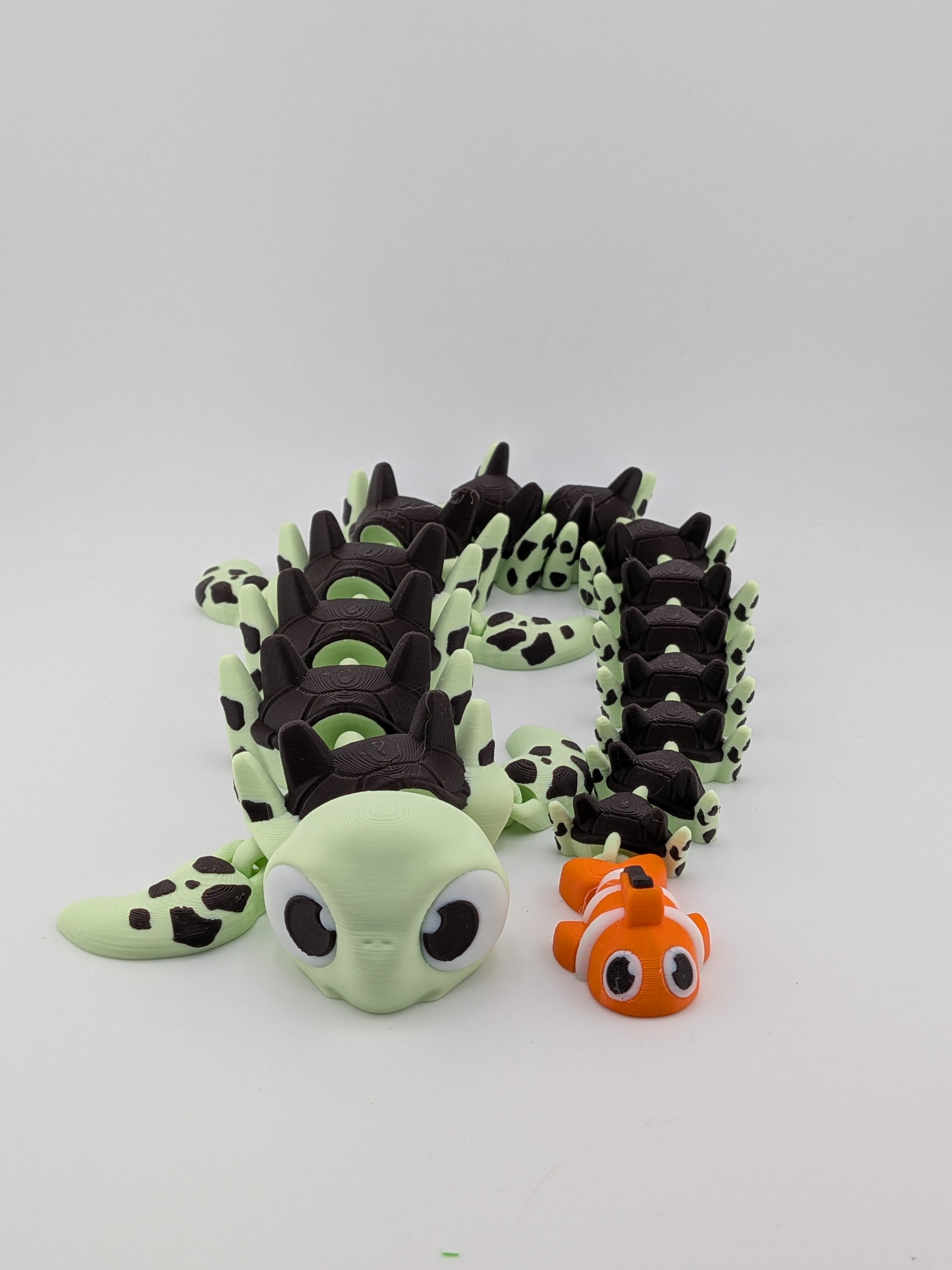 🐢🐠 17" Turtle Dragon Flexi | Articulated "Shell-Guard" with Clownfish Tail ✨🌊