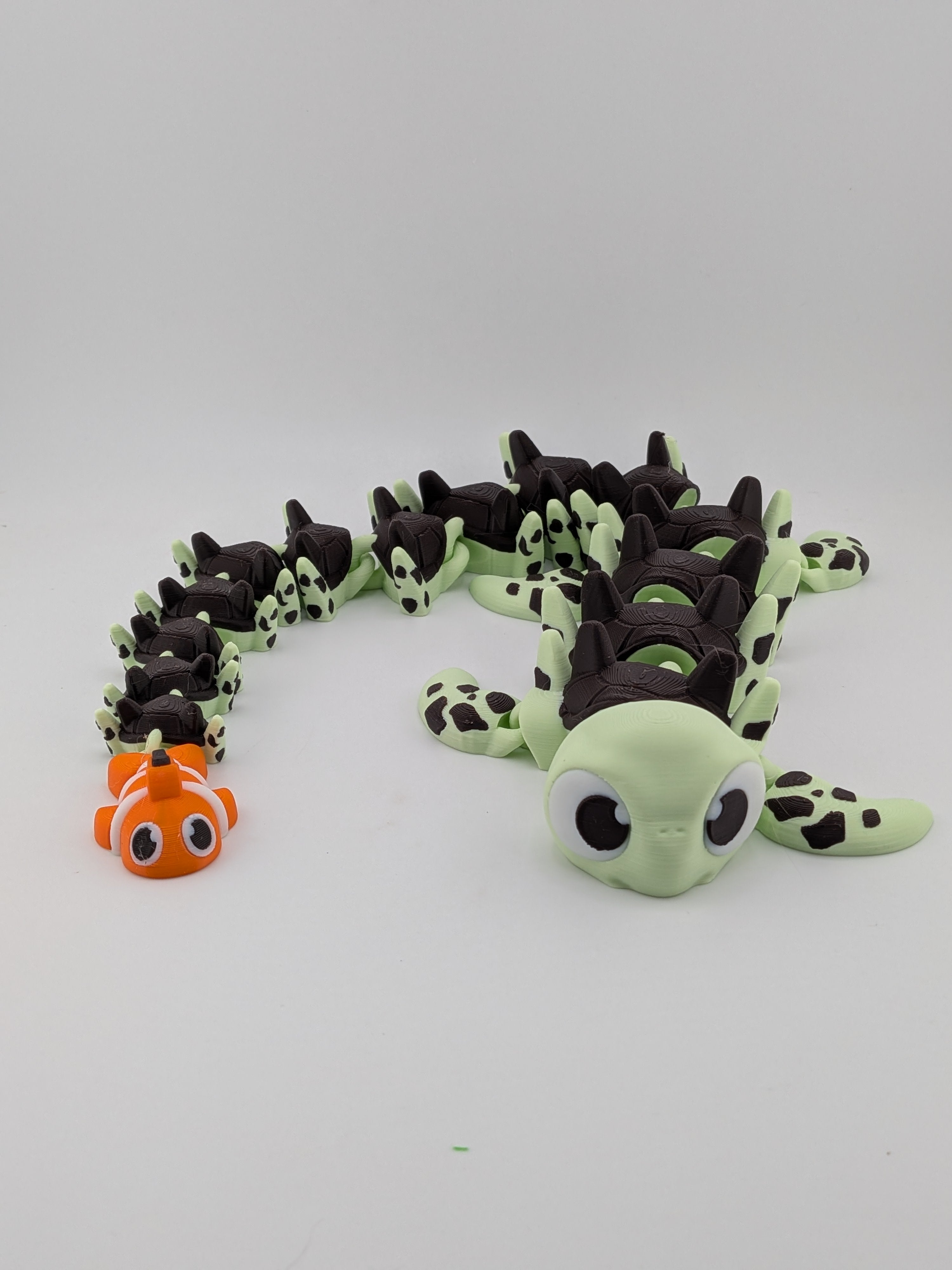🐢🐠 17" Turtle Dragon Flexi | Articulated "Shell-Guard" with Clownfish Tail ✨🌊