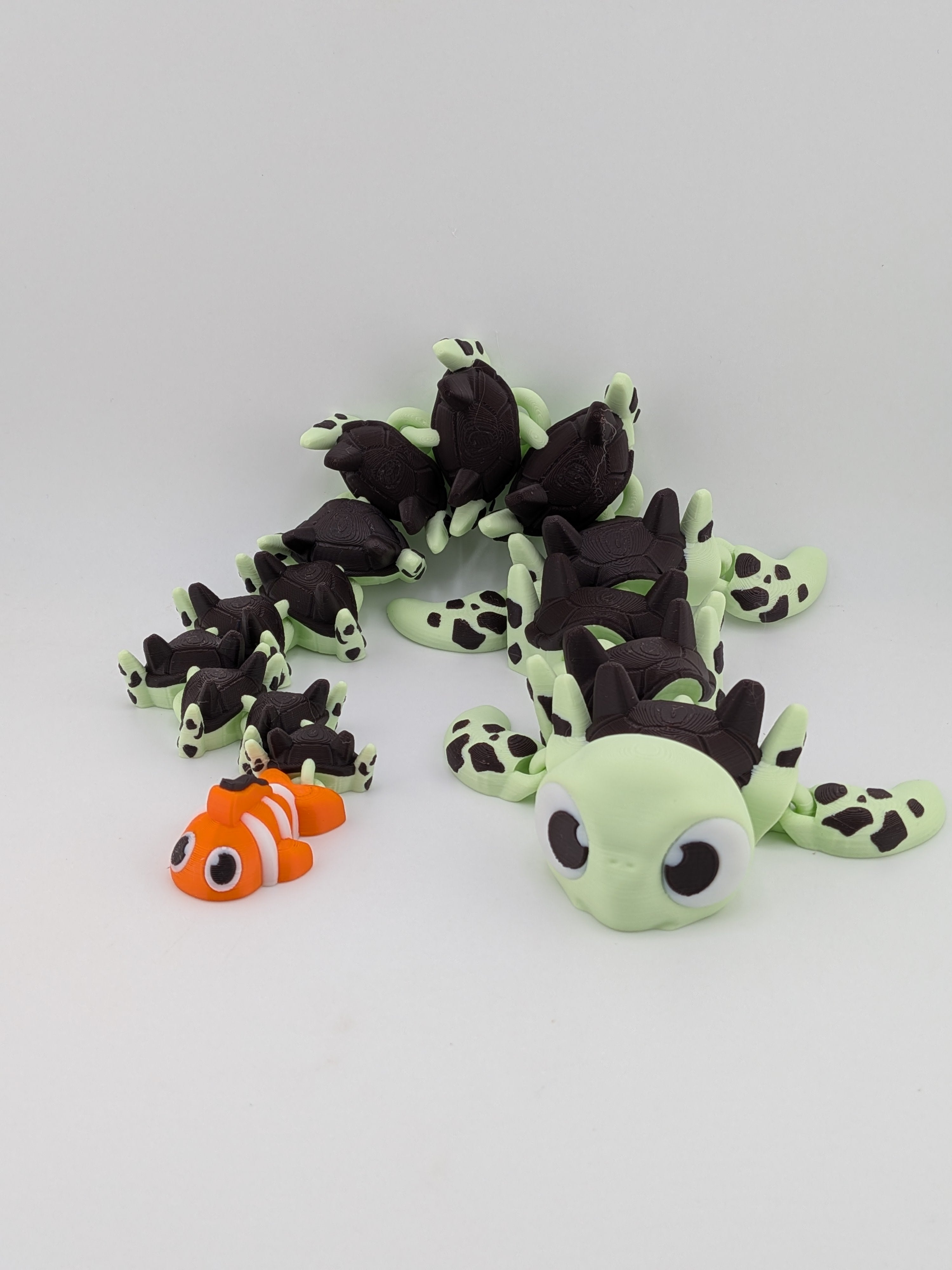 🐢🐠 17" Turtle Dragon Flexi | Articulated "Shell-Guard" with Clownfish Tail ✨🌊
