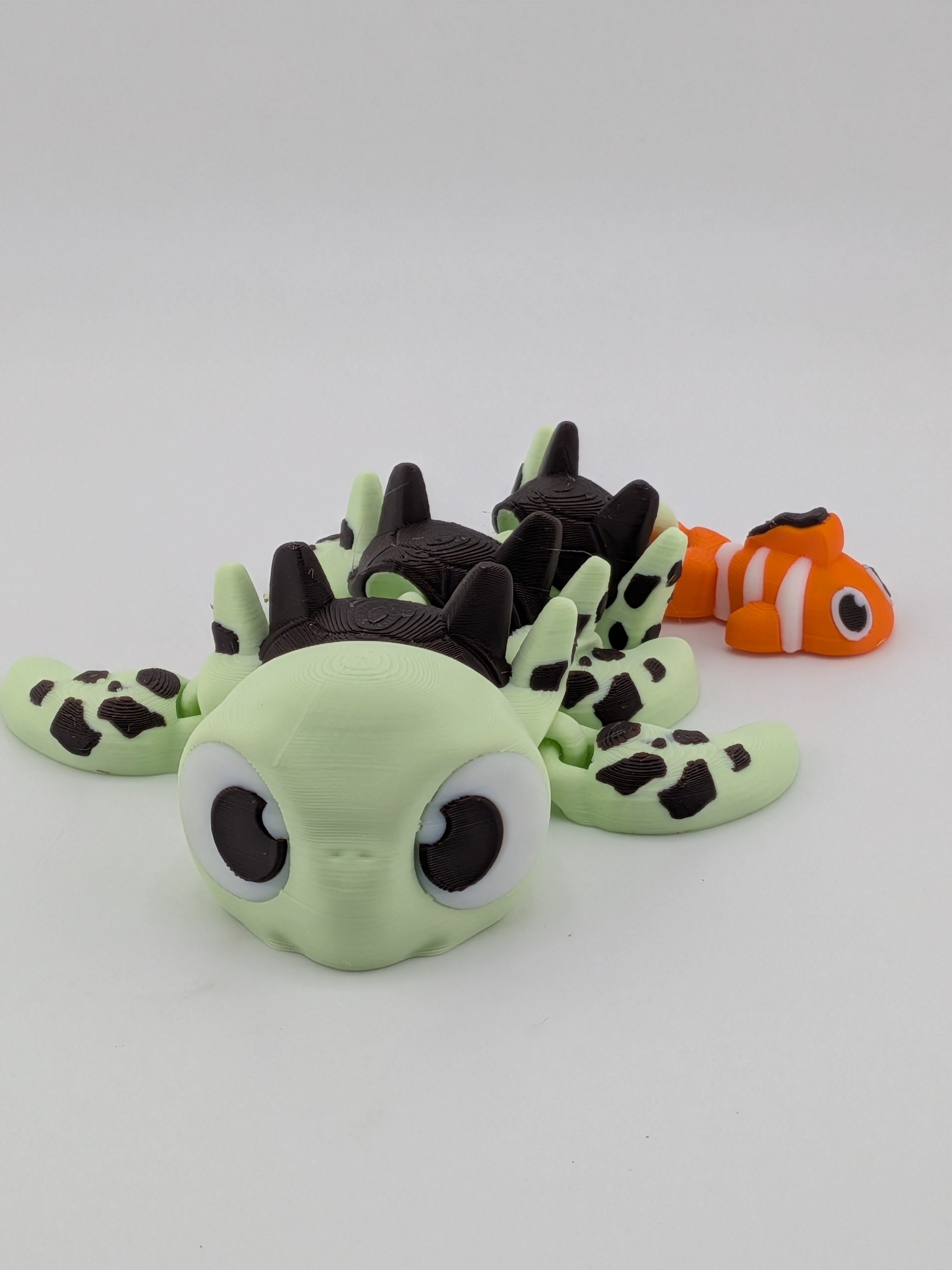 🐢🐉 Turtle-Dragon Flexi with Clownfish Tail! 🌊 Articulated Sensory Fidget Toy ✨🐟
