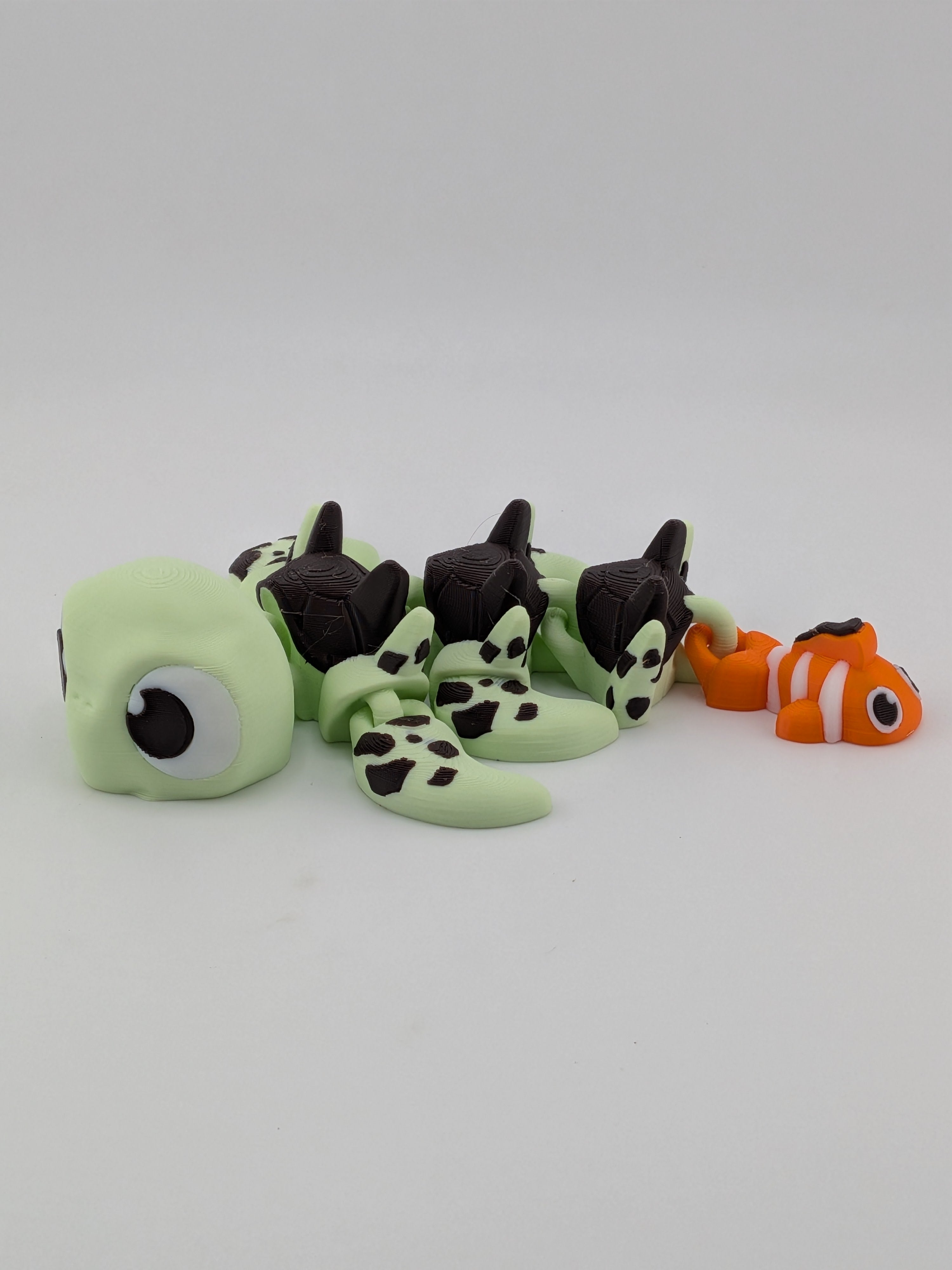 🐢🐉 Turtle-Dragon Flexi with Clownfish Tail! 🌊 Articulated Sensory Fidget Toy ✨🐟