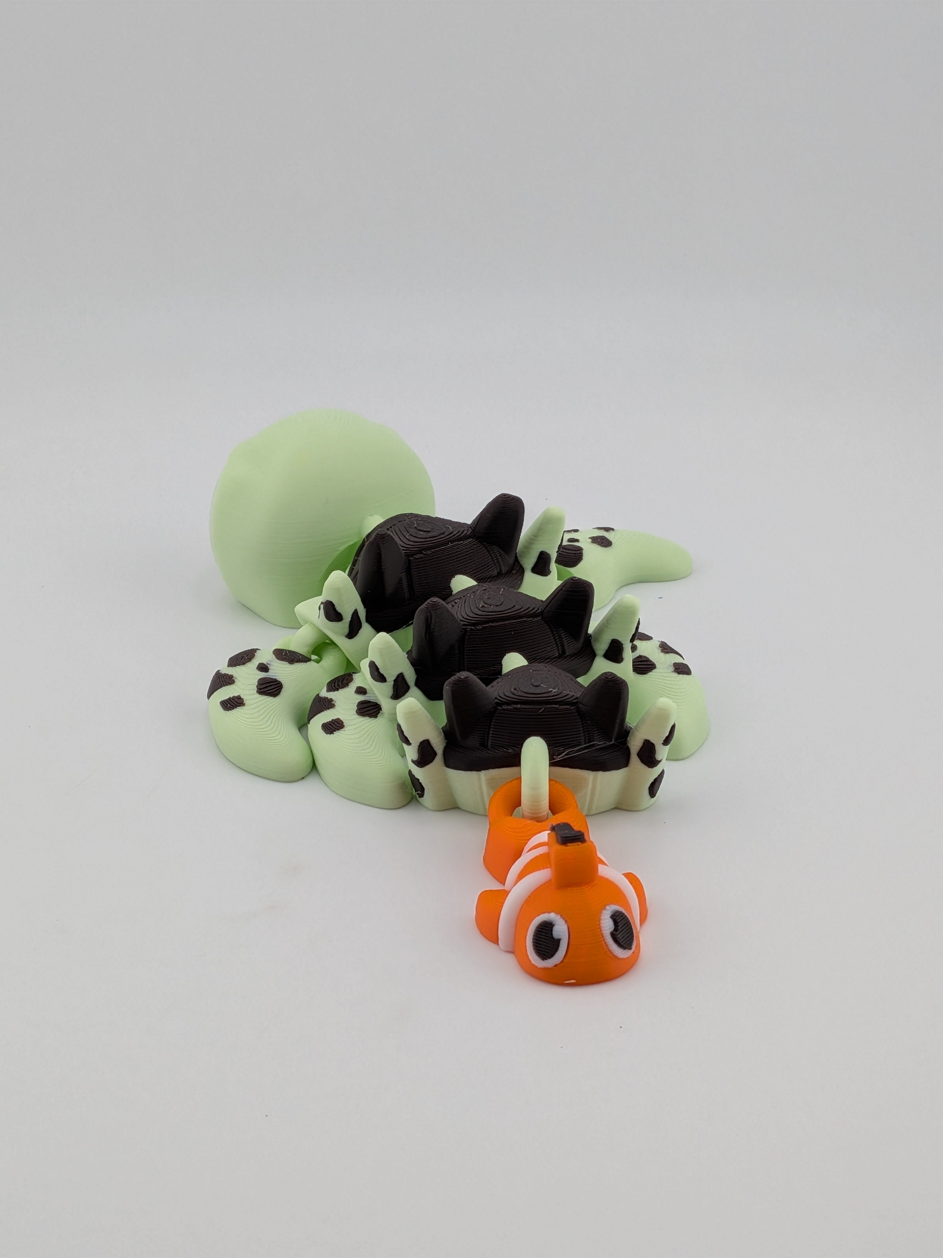 🐢🐉 Turtle-Dragon Flexi with Clownfish Tail! 🌊 Articulated Sensory Fidget Toy ✨🐟