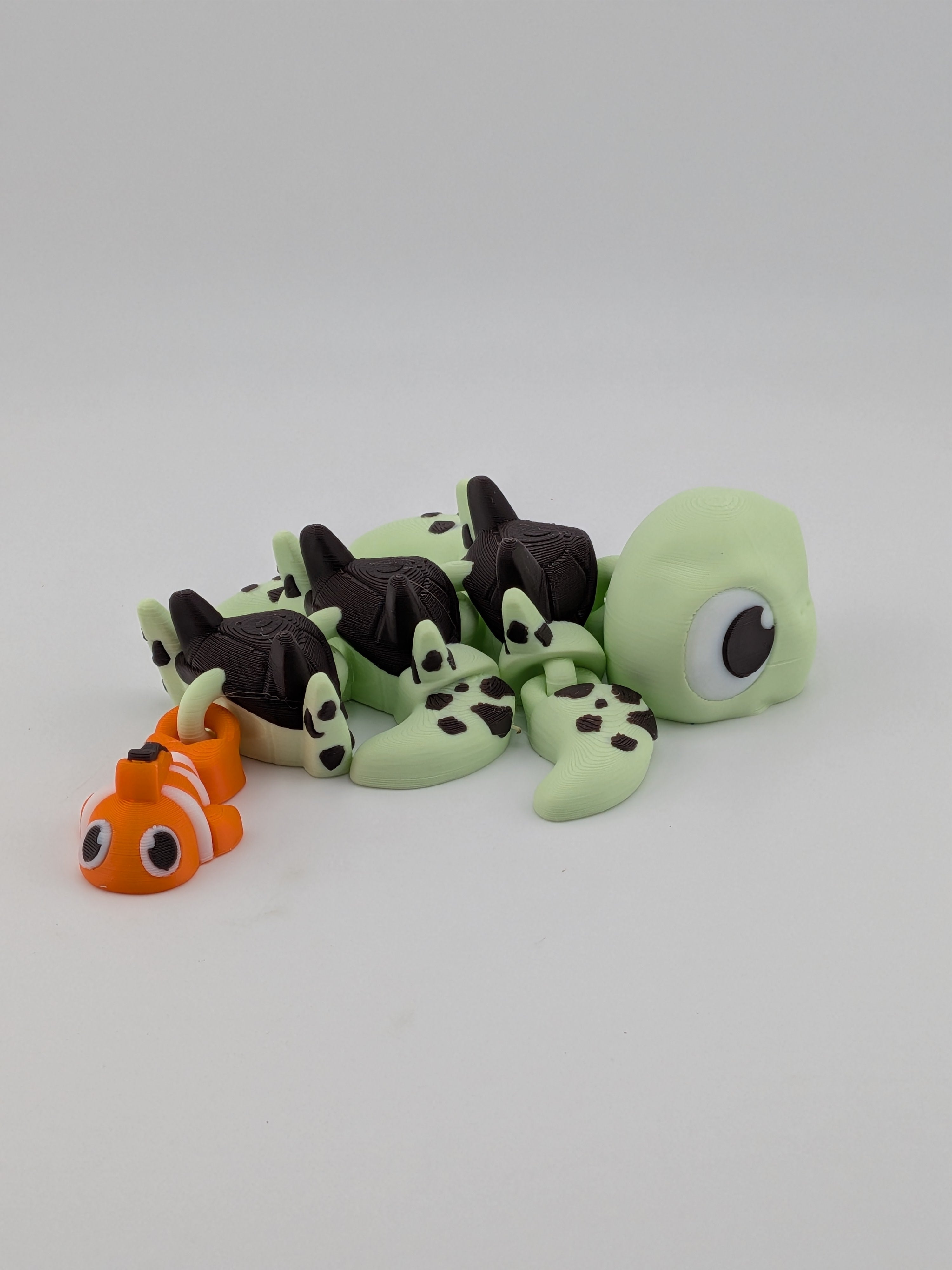 🐢🐉 Turtle-Dragon Flexi with Clownfish Tail! 🌊 Articulated Sensory Fidget Toy ✨🐟