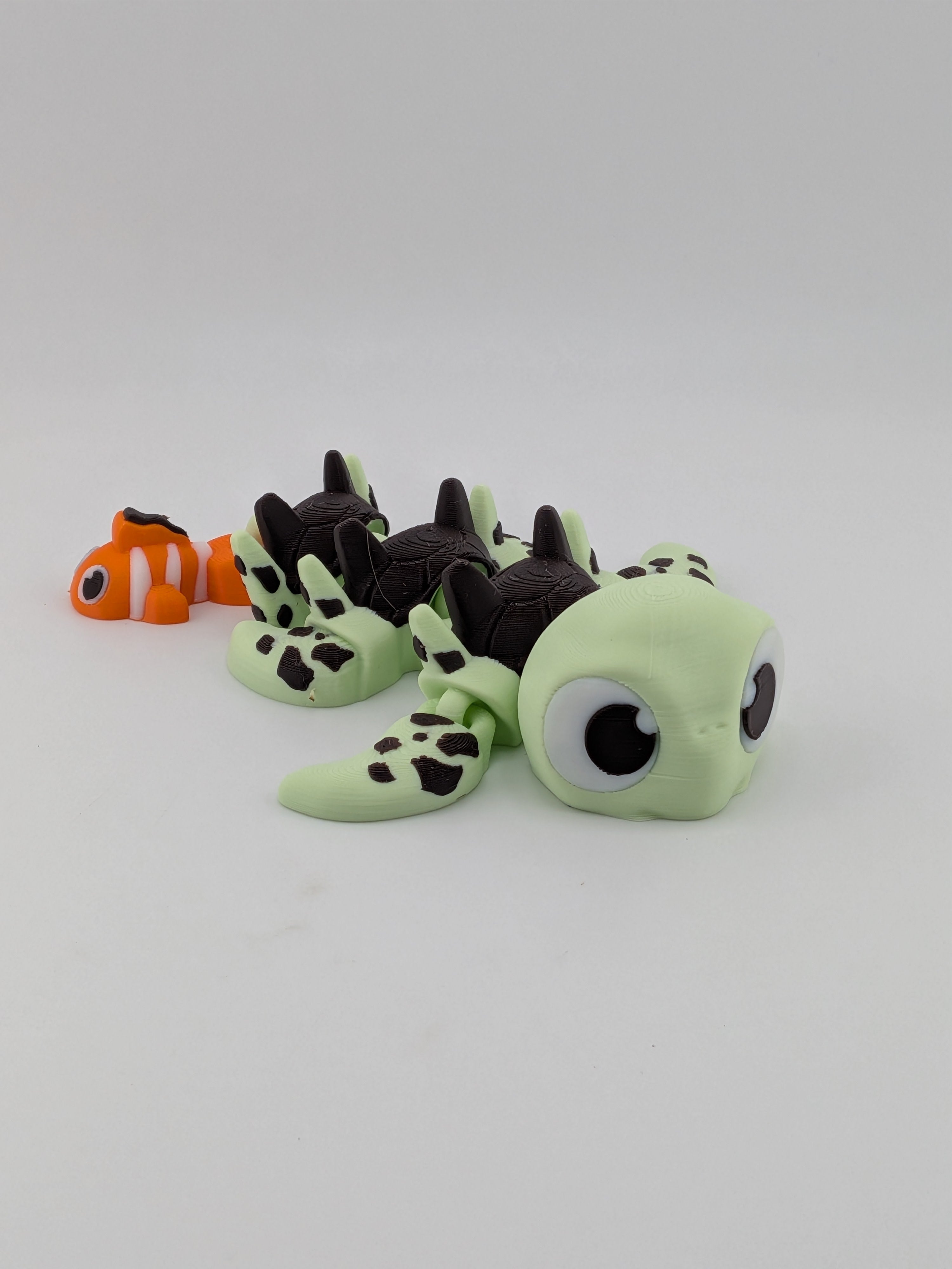 🐢🐉 Turtle-Dragon Flexi with Clownfish Tail! 🌊 Articulated Sensory Fidget Toy ✨🐟