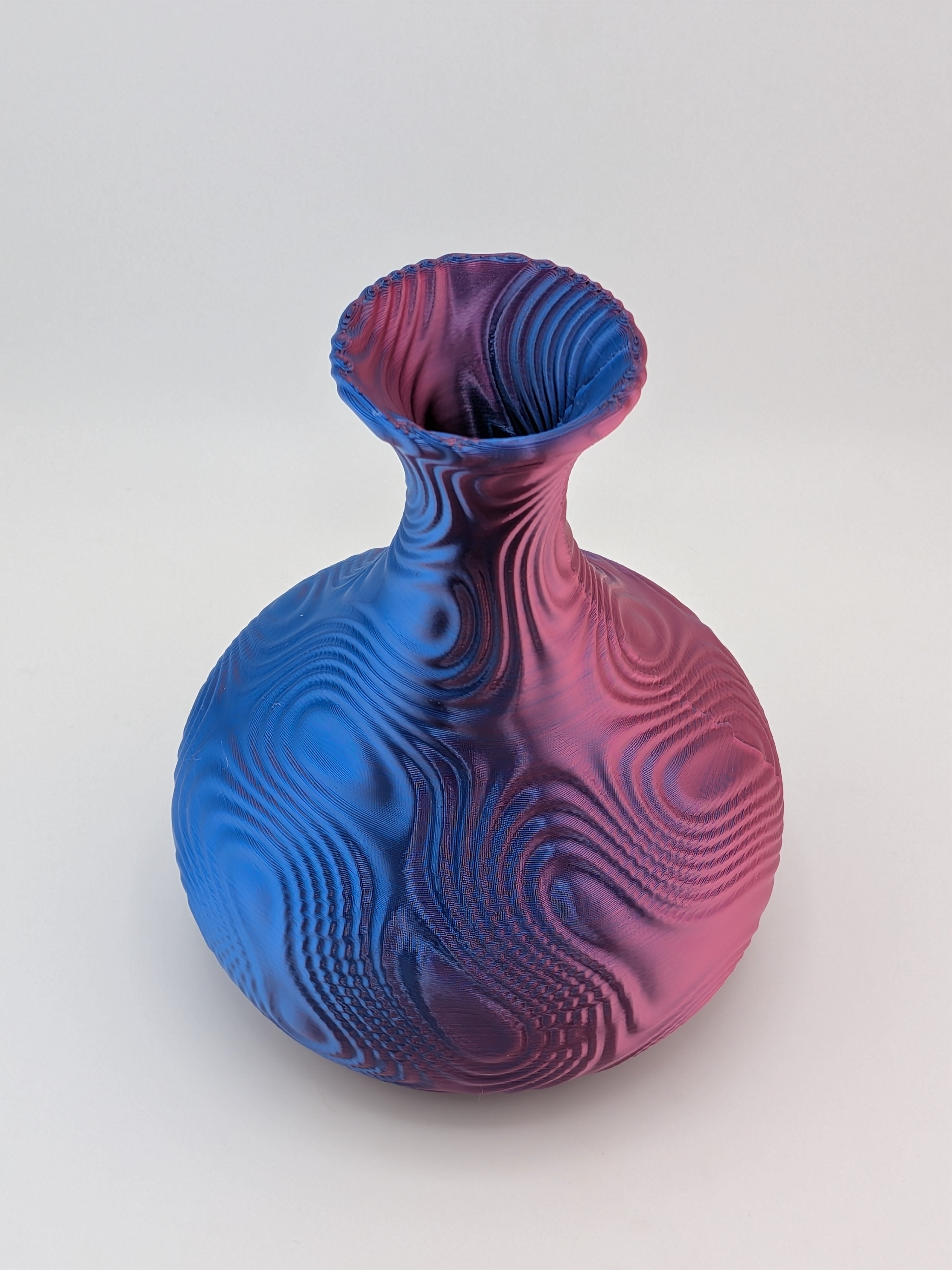 🎨🌀 4.75" Bulbous Ripple Vase | 3D Printed Sculptural Decor in Silk & Dual-Tone ✨🏺