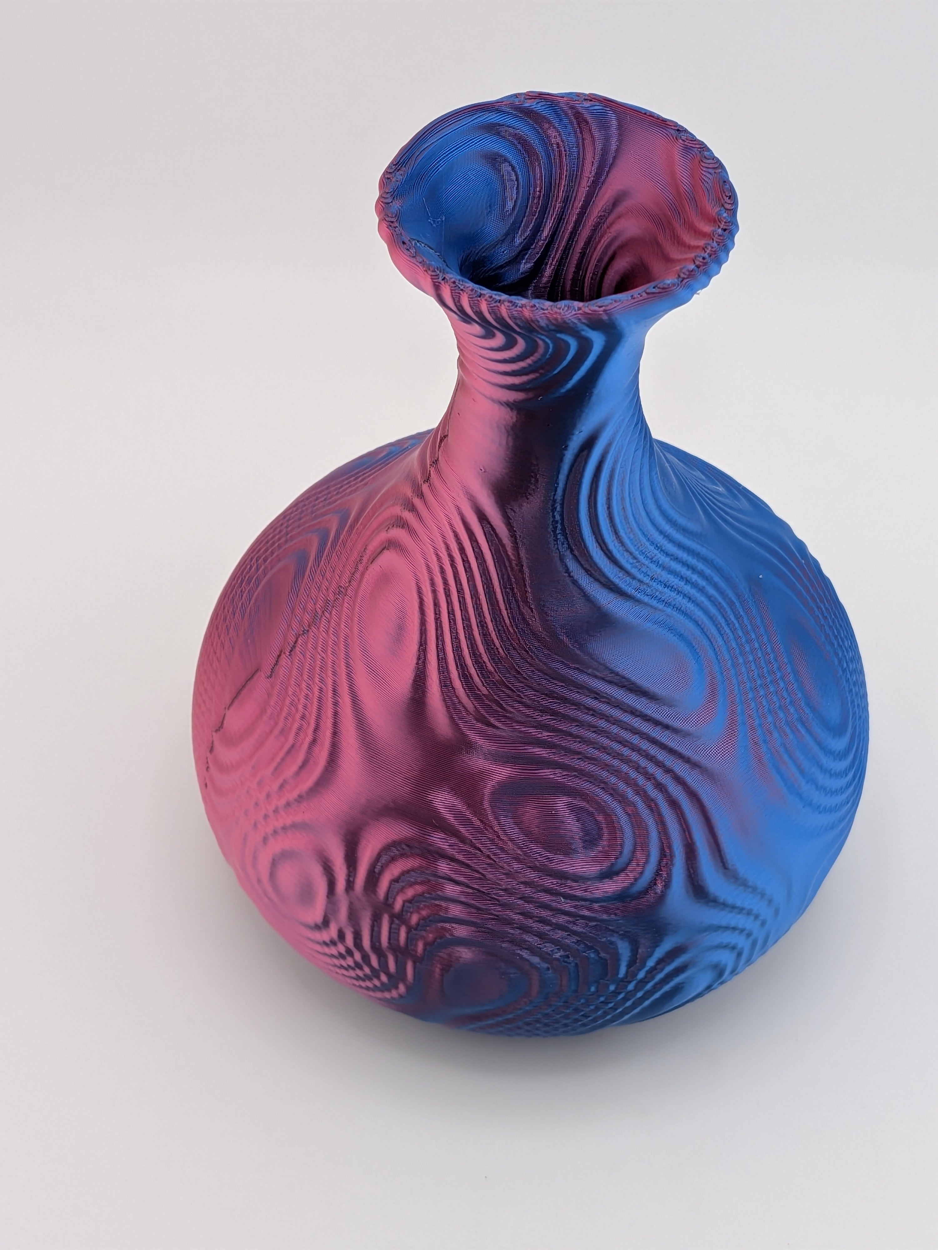 🎨🌀 4.75" Bulbous Ripple Vase | 3D Printed Sculptural Decor in Silk & Dual-Tone ✨🏺