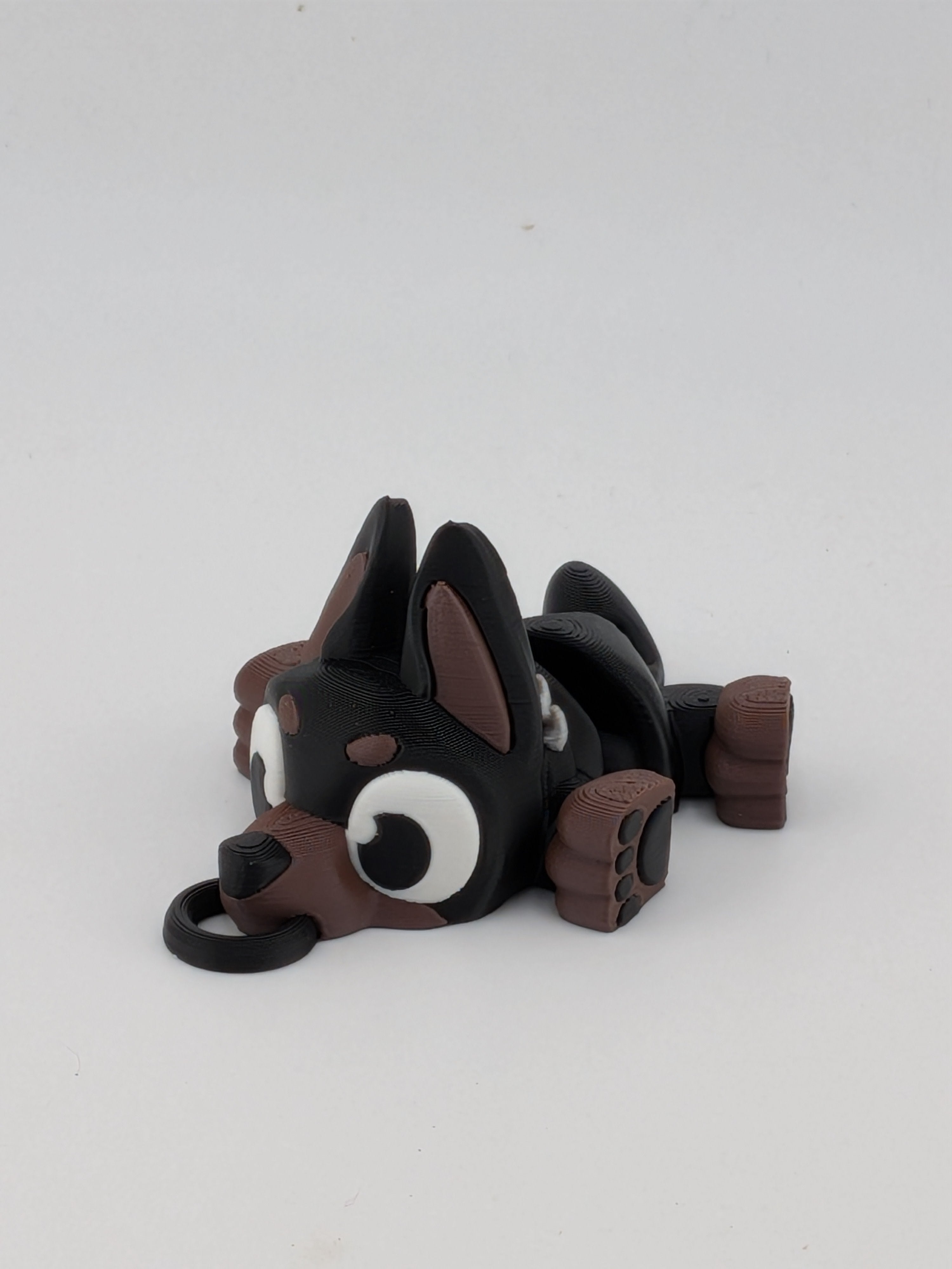 🐕✨ 2.7" Mini Flexi Doberman Keychain | Articulated "Guard-Pup" with Spiky Collar 🐾🦴