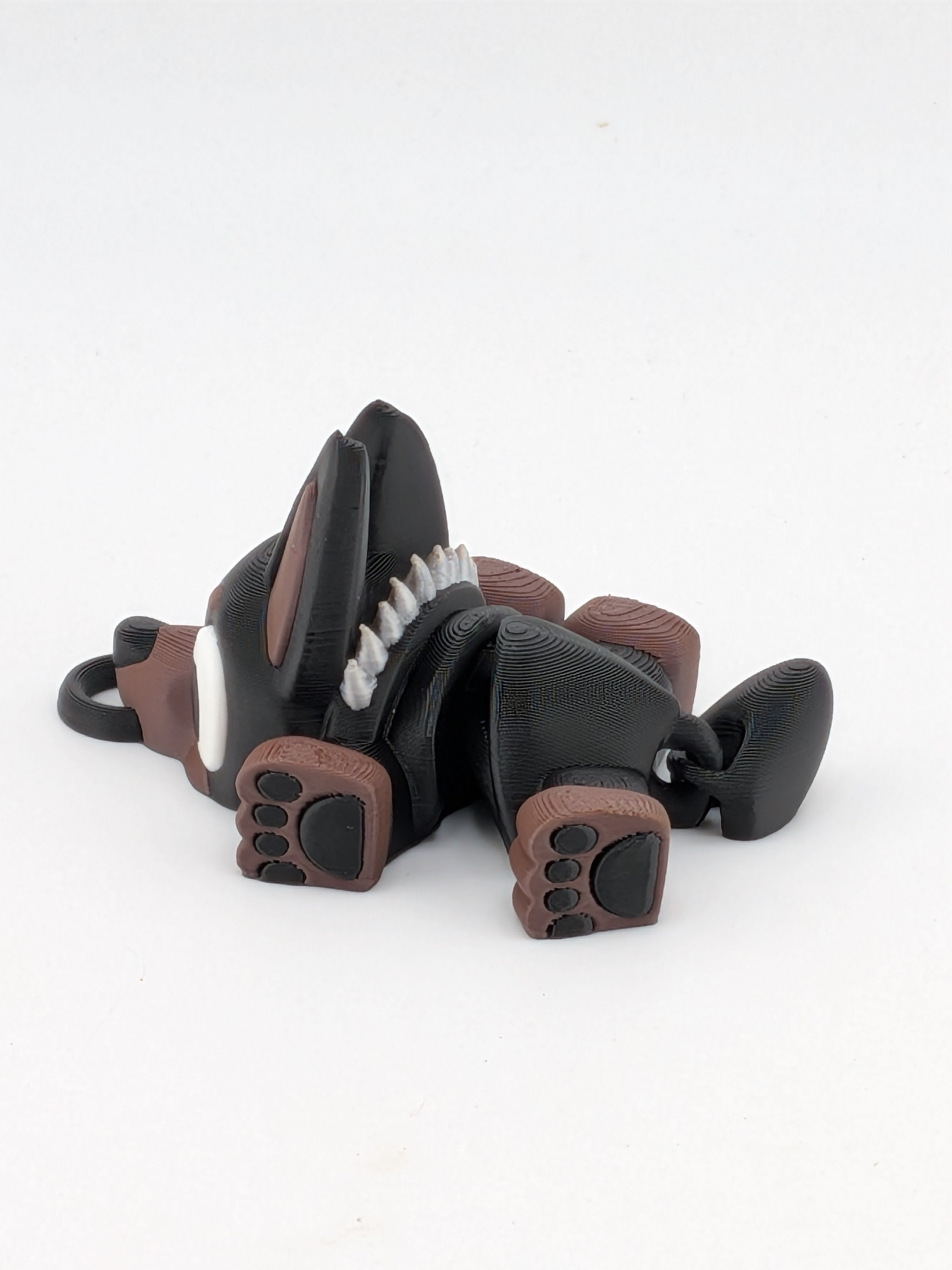 🐕✨ 2.7" Mini Flexi Doberman Keychain | Articulated "Guard-Pup" with Spiky Collar 🐾🦴