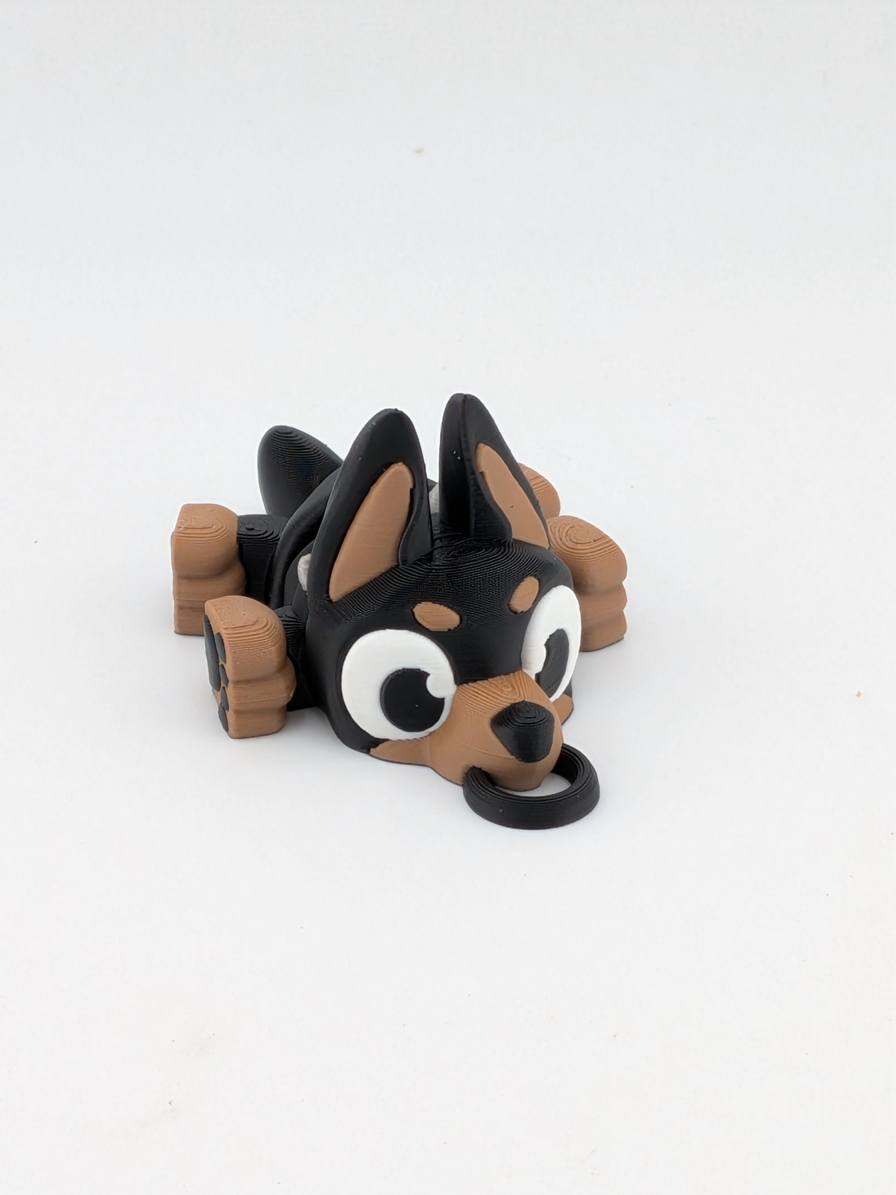 🐕✨ 2.7" Mini Flexi Doberman Keychain | Articulated "Guard-Pup" with Spiky Collar 🐾🦴