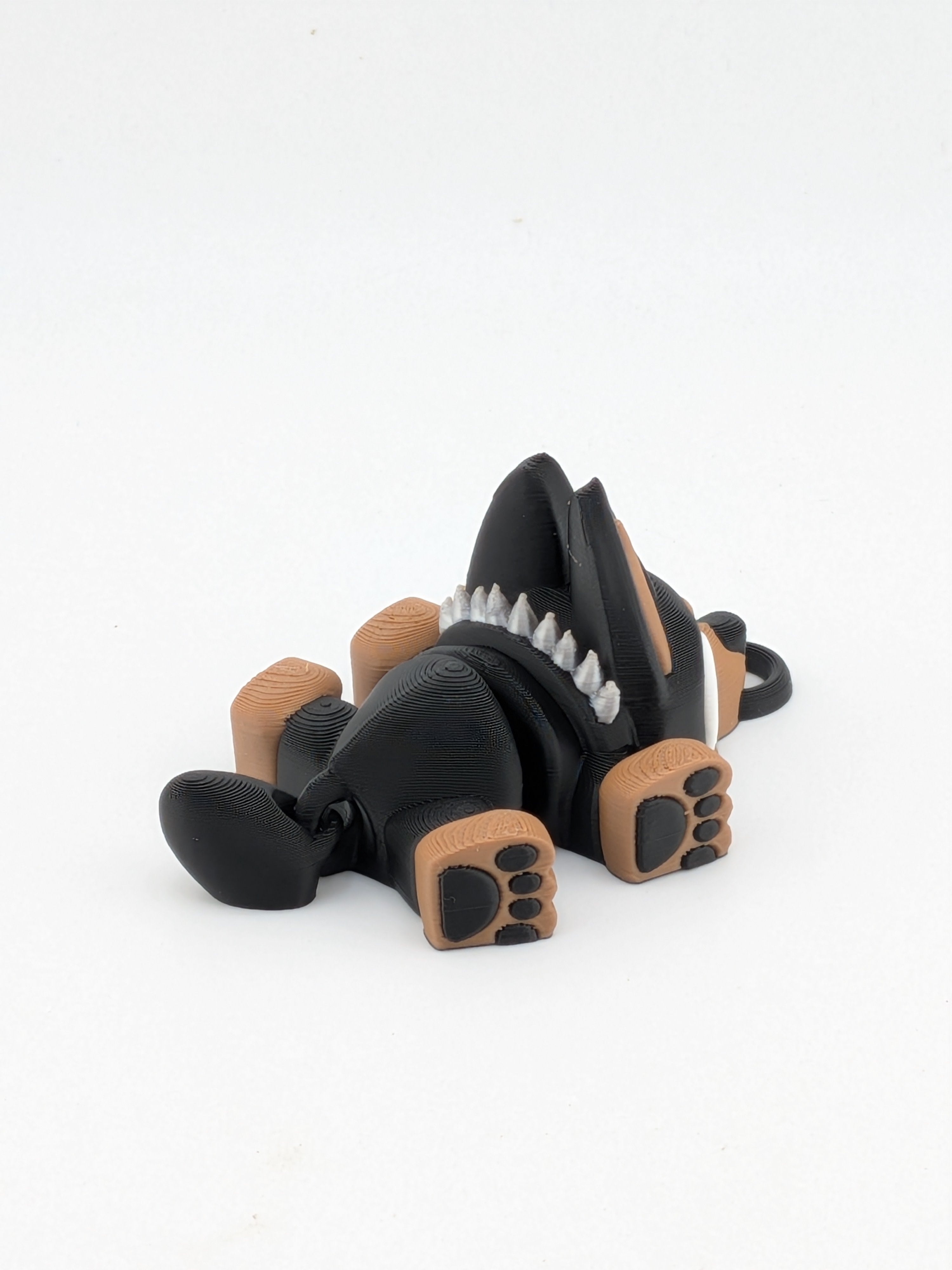 🐕✨ 2.7" Mini Flexi Doberman Keychain | Articulated "Guard-Pup" with Spiky Collar 🐾🦴