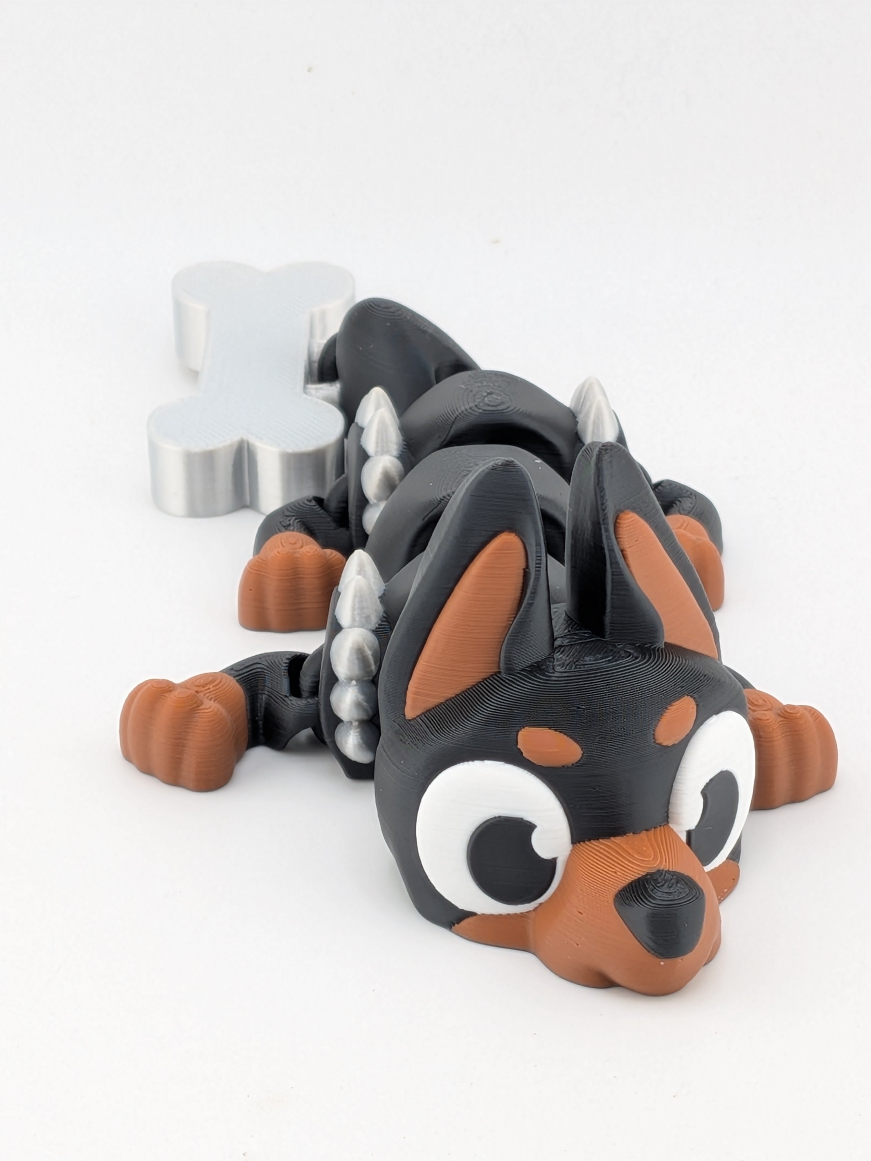 🐕🐉 6.2" Doberman Flexi Dragon | Articulated "Spiky Guard" with Bone Tail ✨🦴