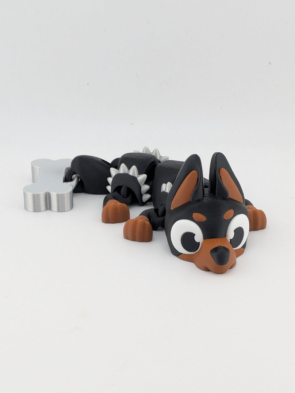 🐕🐉 6.2" Doberman Flexi Dragon | Articulated "Spiky Guard" with Bone Tail ✨🦴