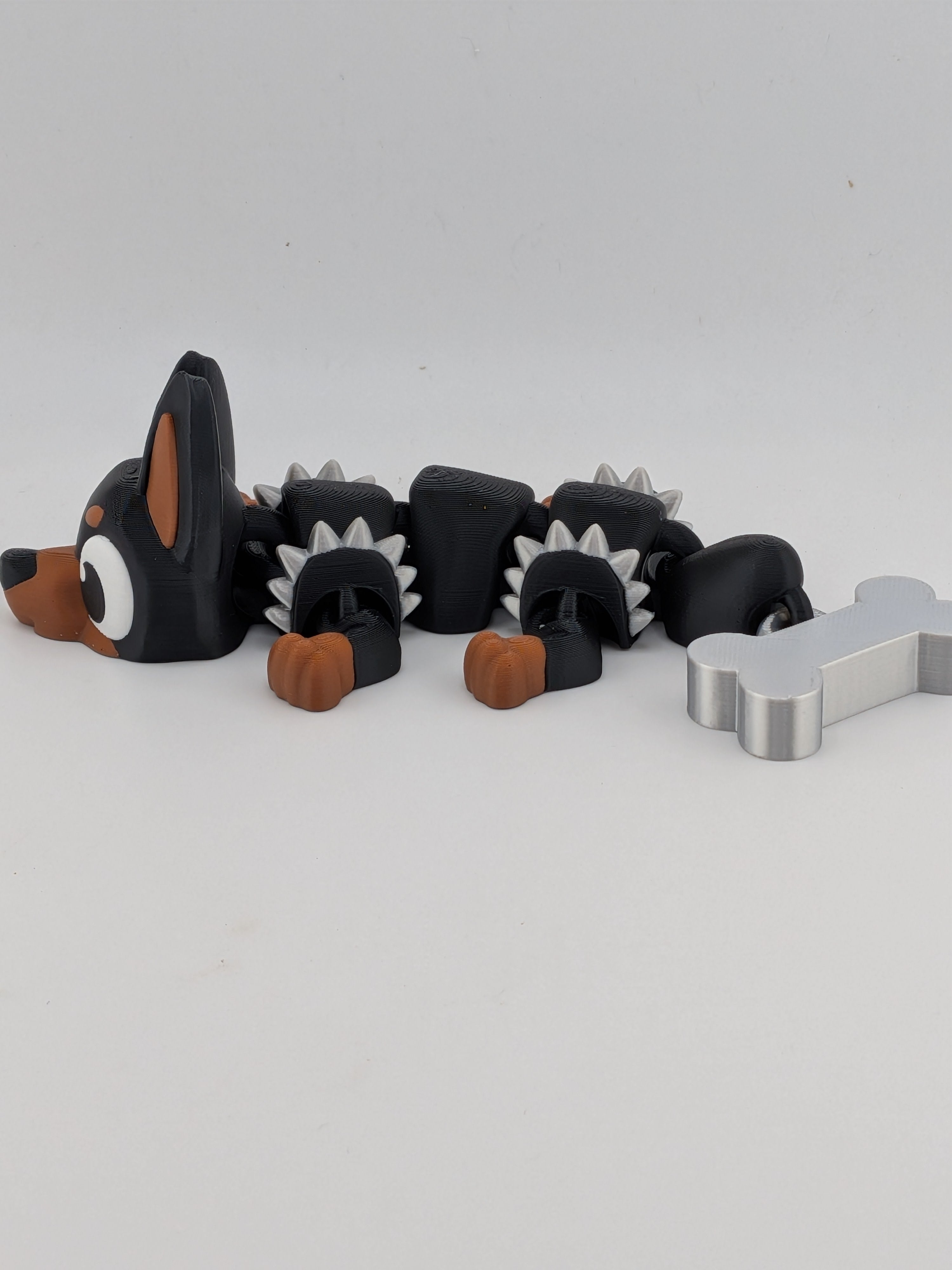 🐕🐉 6.2" Doberman Flexi Dragon | Articulated "Spiky Guard" with Bone Tail ✨🦴