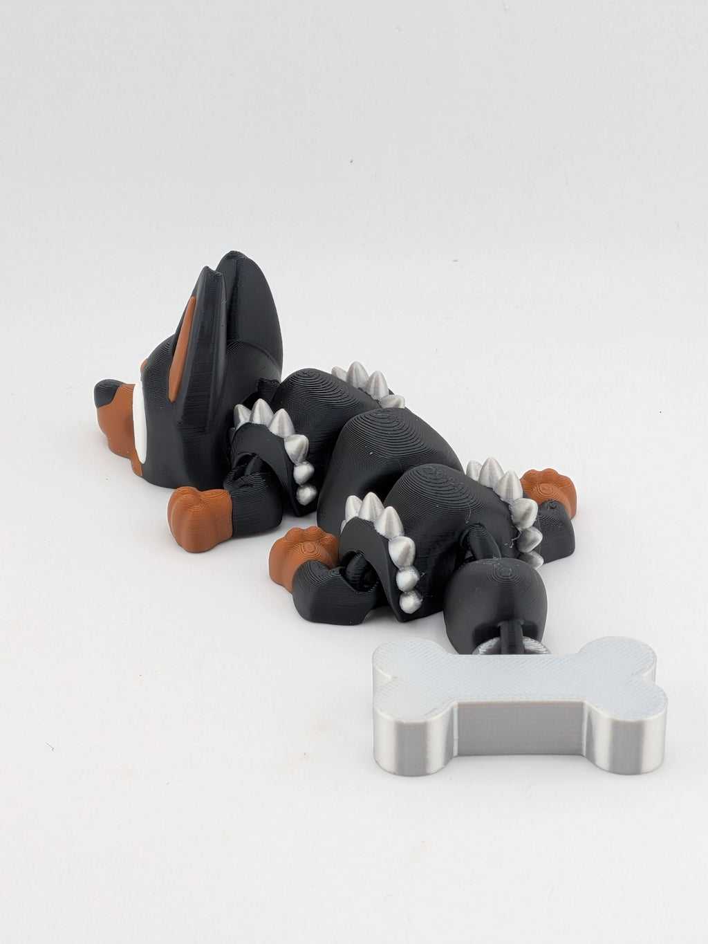 🐕🐉 6.2" Doberman Flexi Dragon | Articulated "Spiky Guard" with Bone Tail ✨🦴