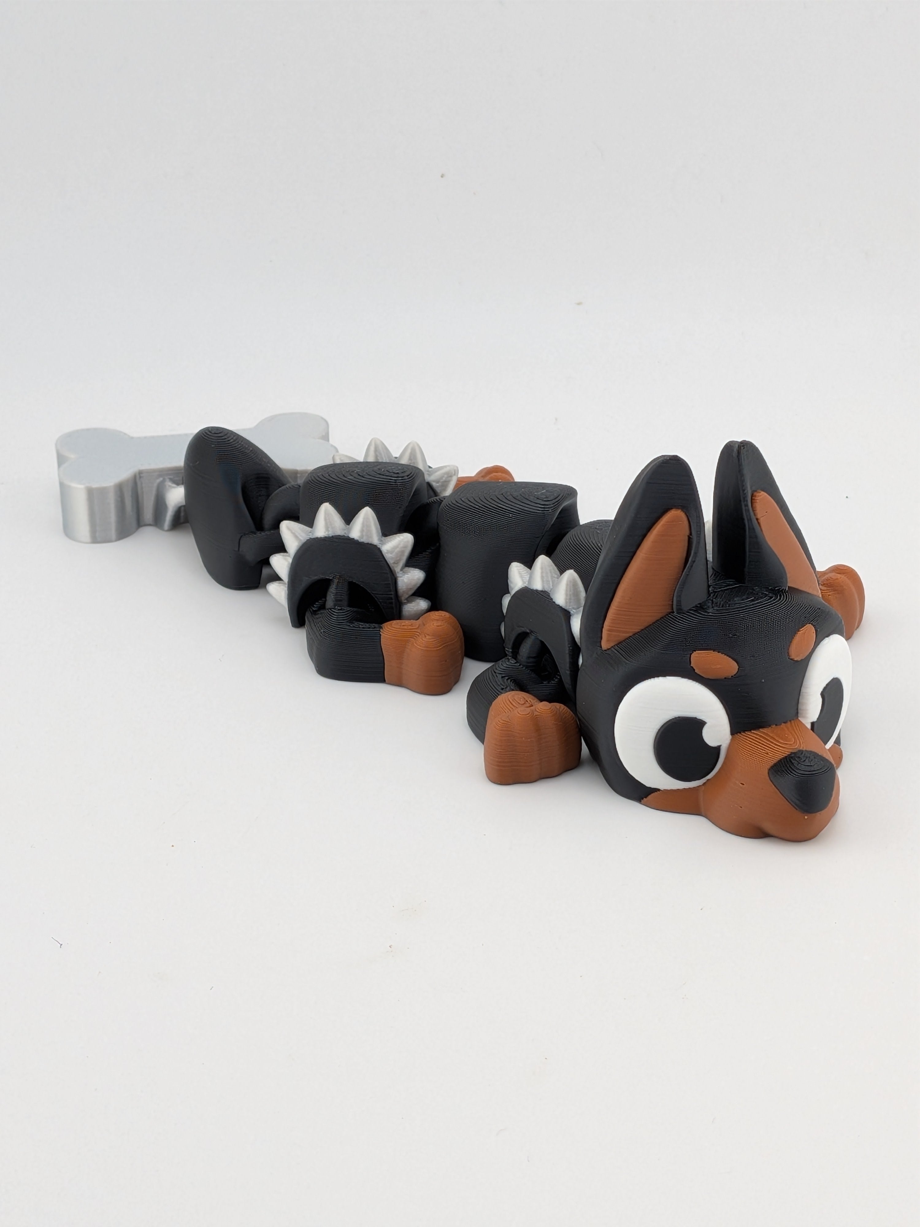 🐕🐉 6.2" Doberman Flexi Dragon | Articulated "Spiky Guard" with Bone Tail ✨🦴