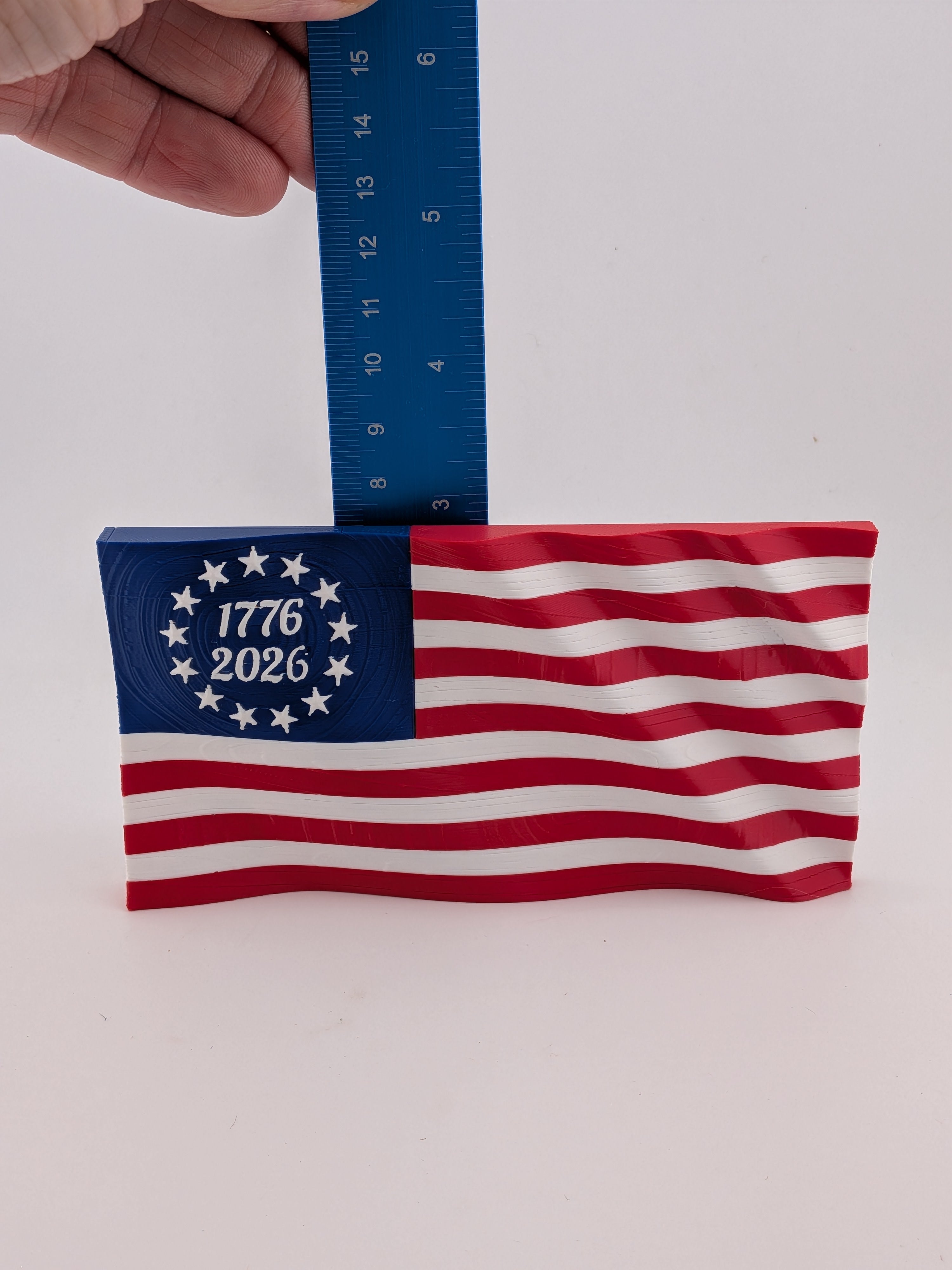 5.5 Inch American Waving Flag Commemorative Magnet with Embedded No Scratch Backing