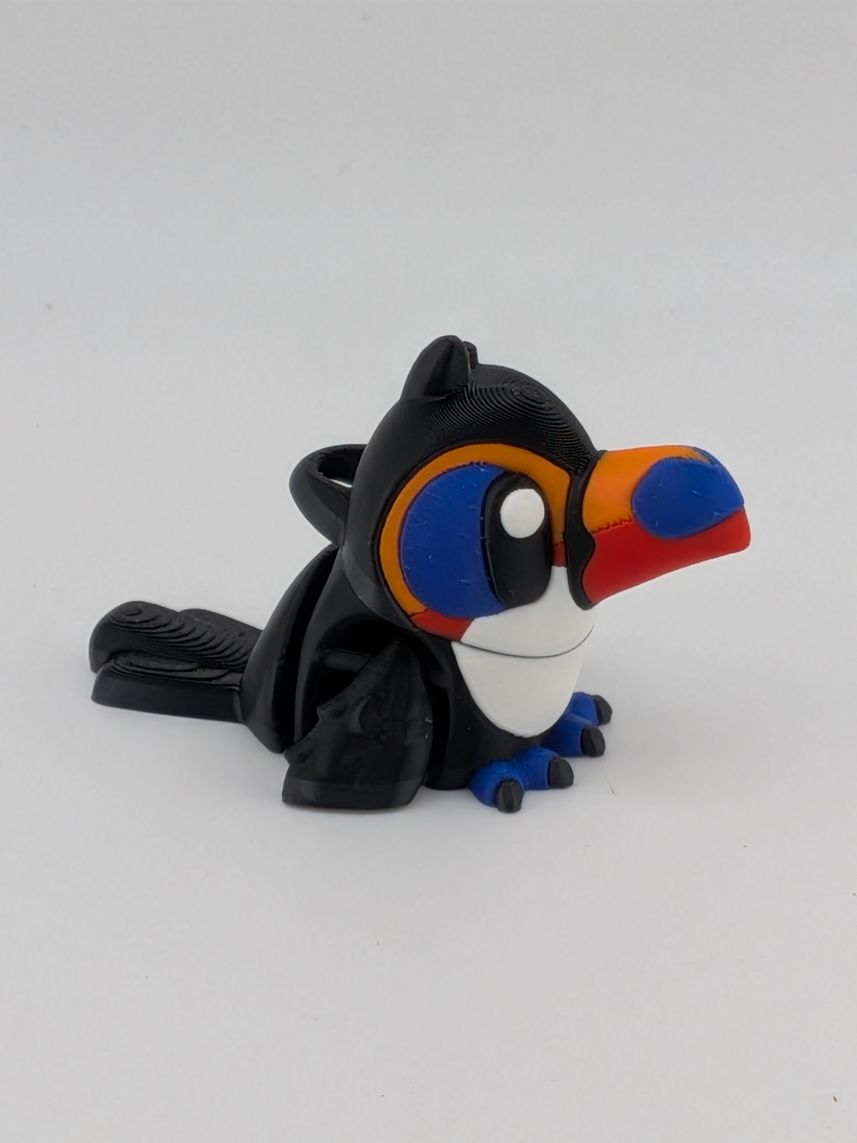 🦜✨ 2.5" Mini Flexi Toucan Keychain | Articulated "Tropical-Wiggle" Fidget Toy 🌴🌊