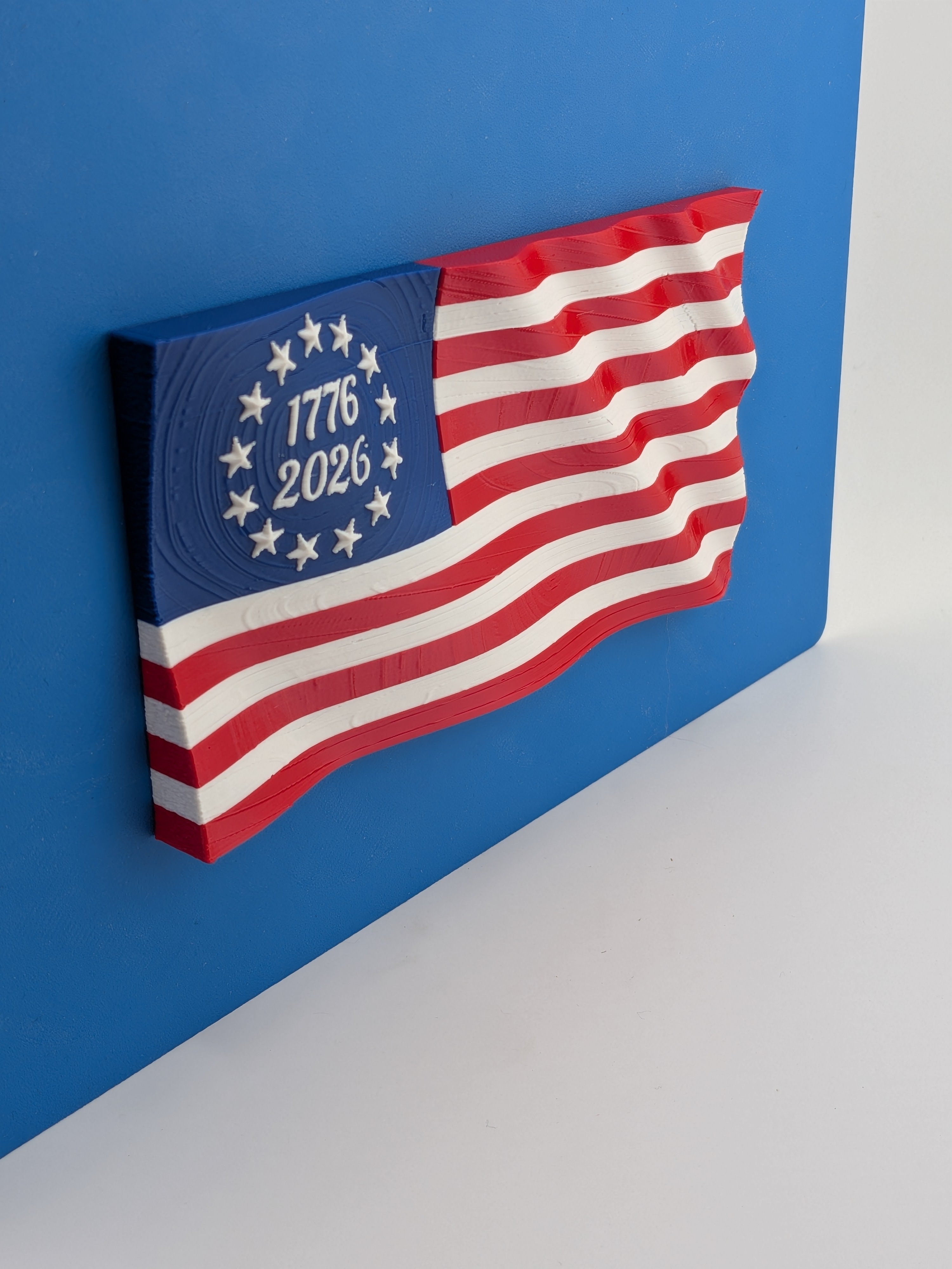 5.5 Inch American Waving Flag Commemorative Magnet with Embedded No Scratch Backing