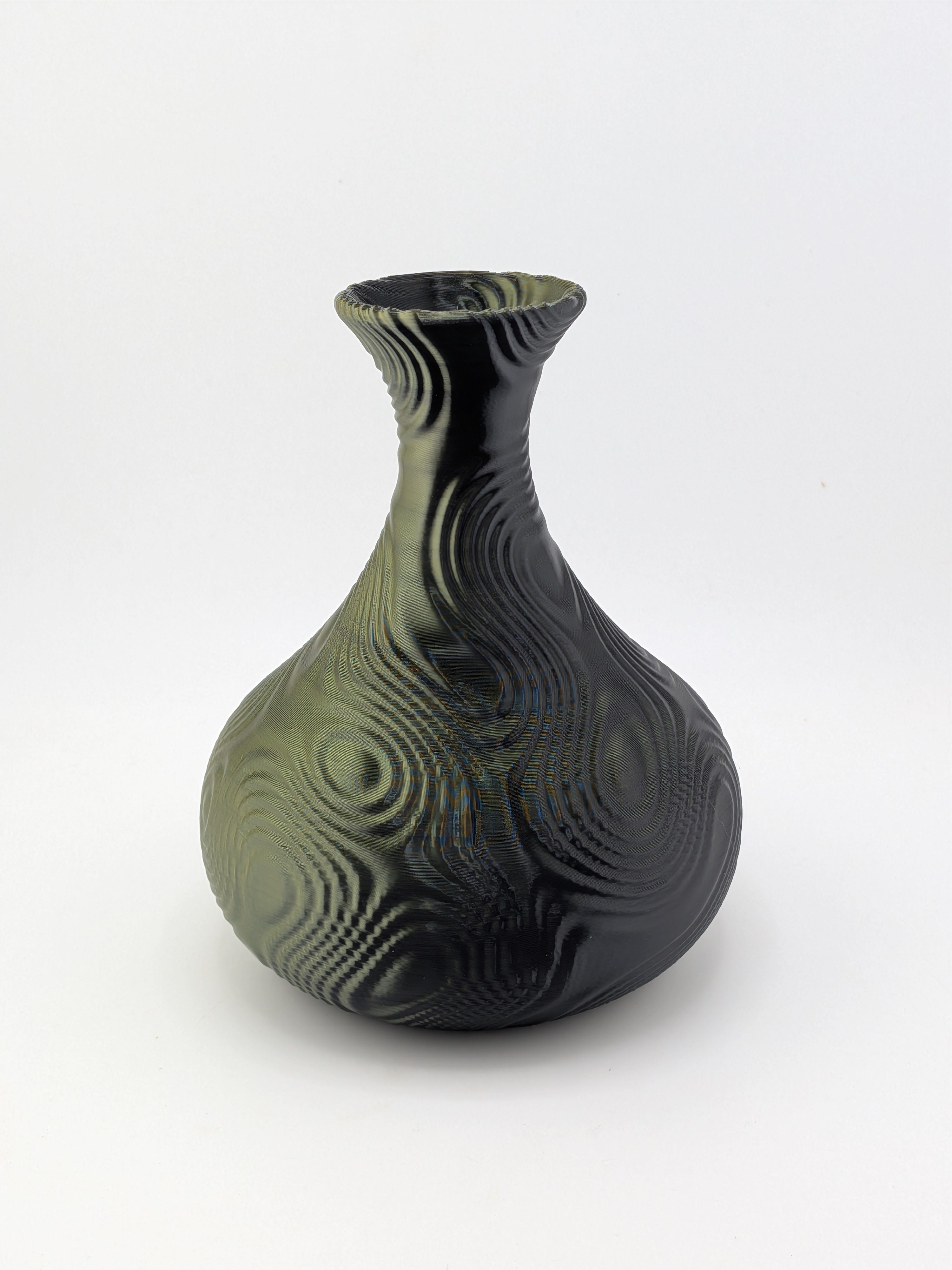 🎨🌀 4.75" Bulbous Ripple Vase | 3D Printed Sculptural Decor in Silk & Dual-Tone ✨🏺