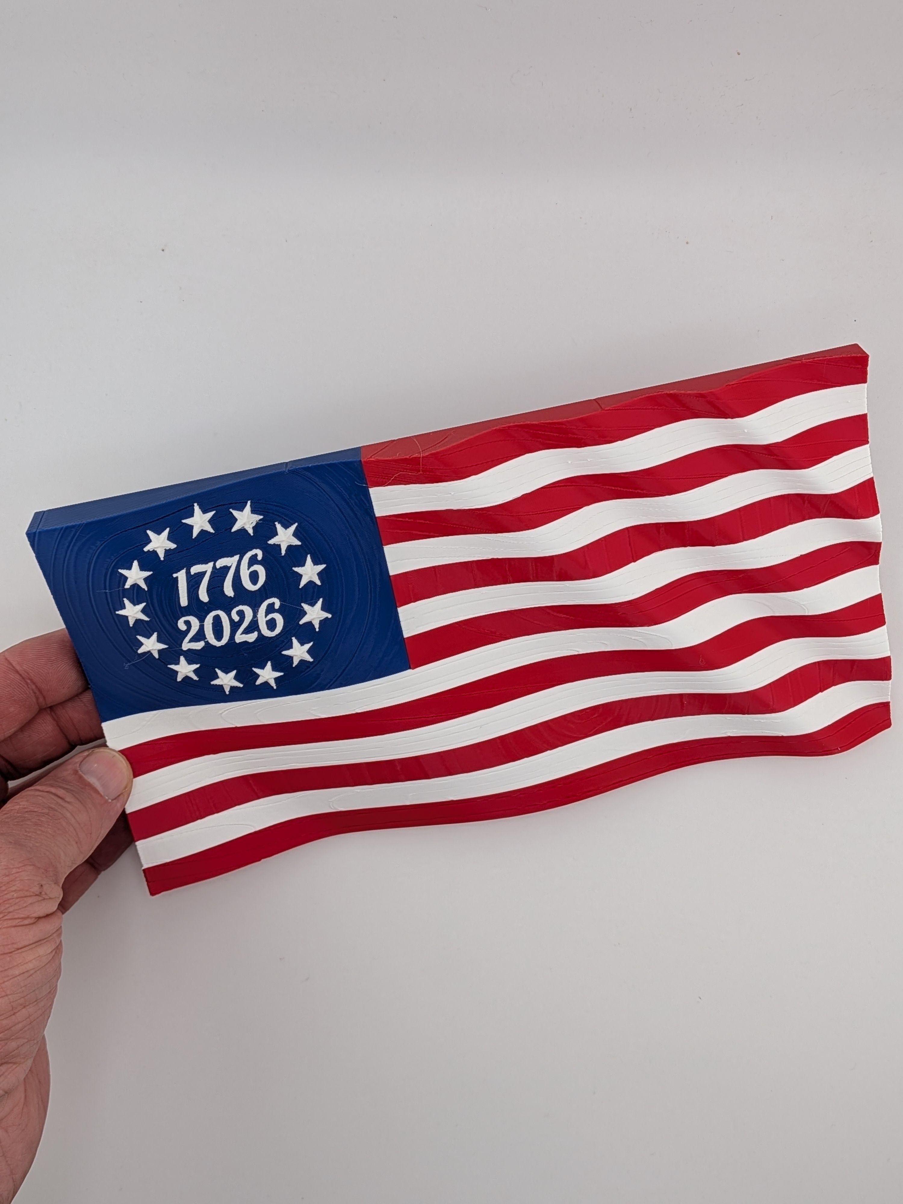 9 Inch Large USA 250th Anniversary Flag Waving Commemorative Wall Art