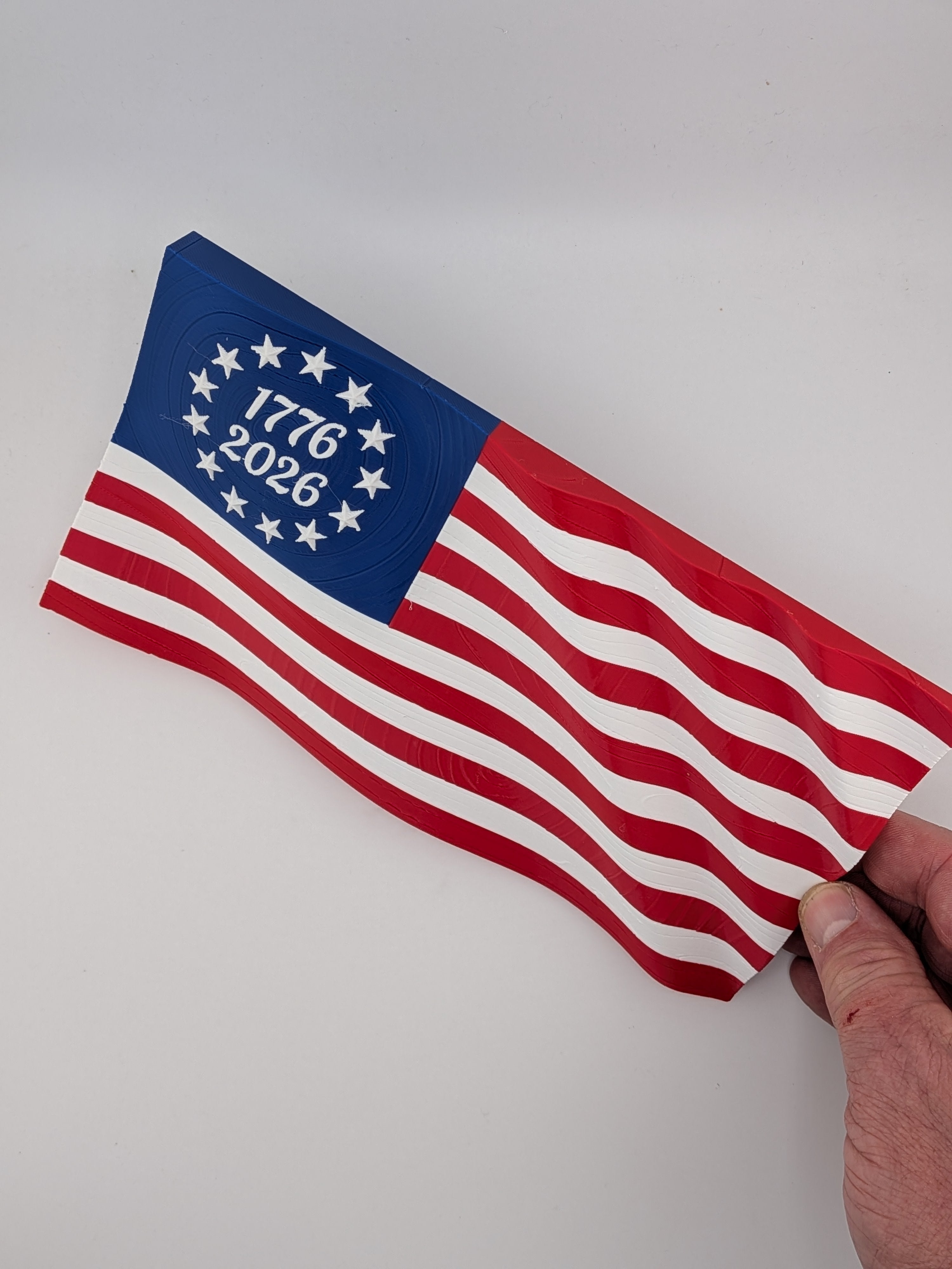 9 Inch Large USA 250th Anniversary Flag Waving Commemorative Wall Art