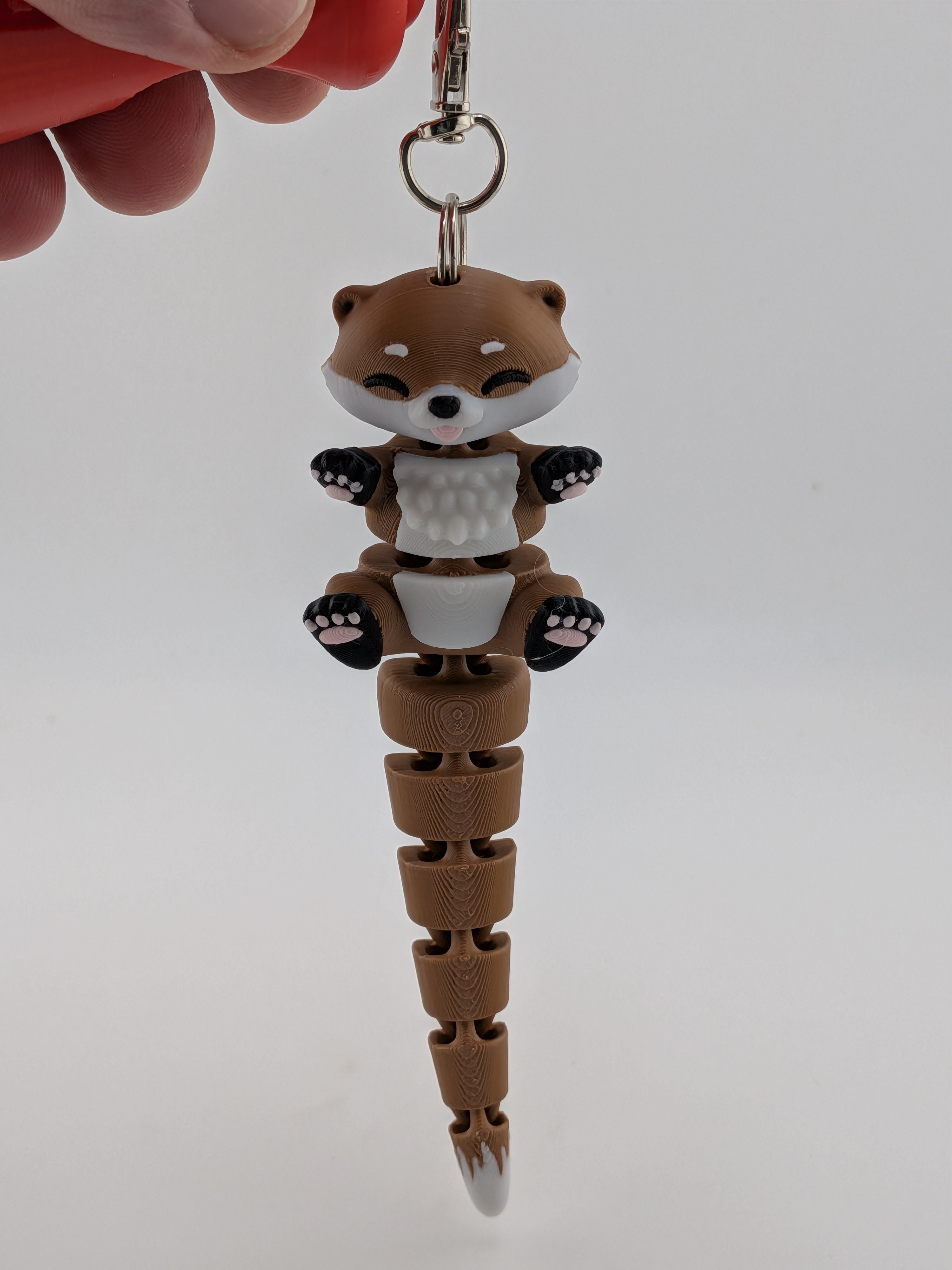 5.1 Inch Fluffy Tail Otter Keychain Articulated River-Wiggle Fidget Buddy