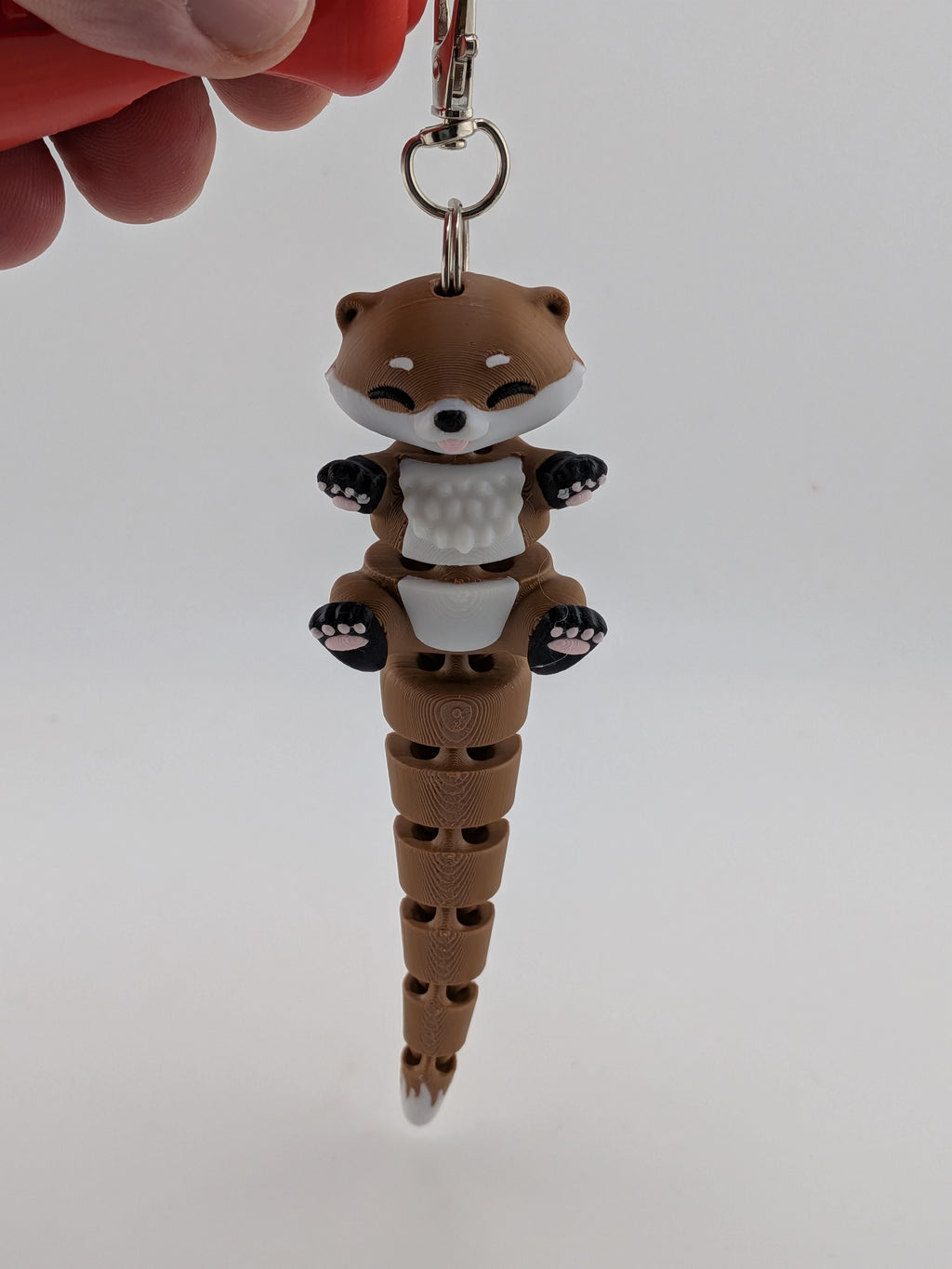 5.1 Inch Fluffy Tail Otter Keychain Articulated River-Wiggle Fidget Buddy