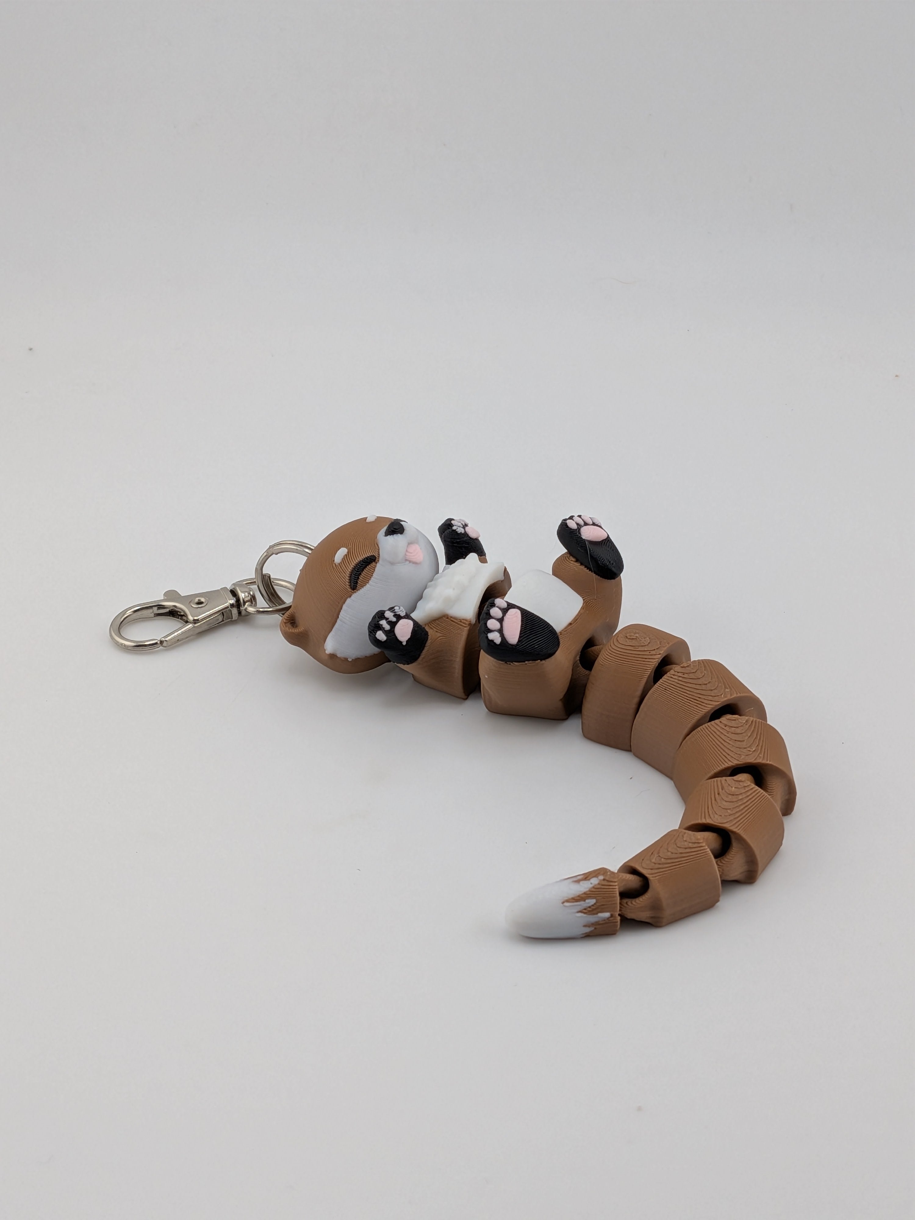 5.1 Inch Fluffy Tail Otter Keychain Articulated River-Wiggle Fidget Buddy