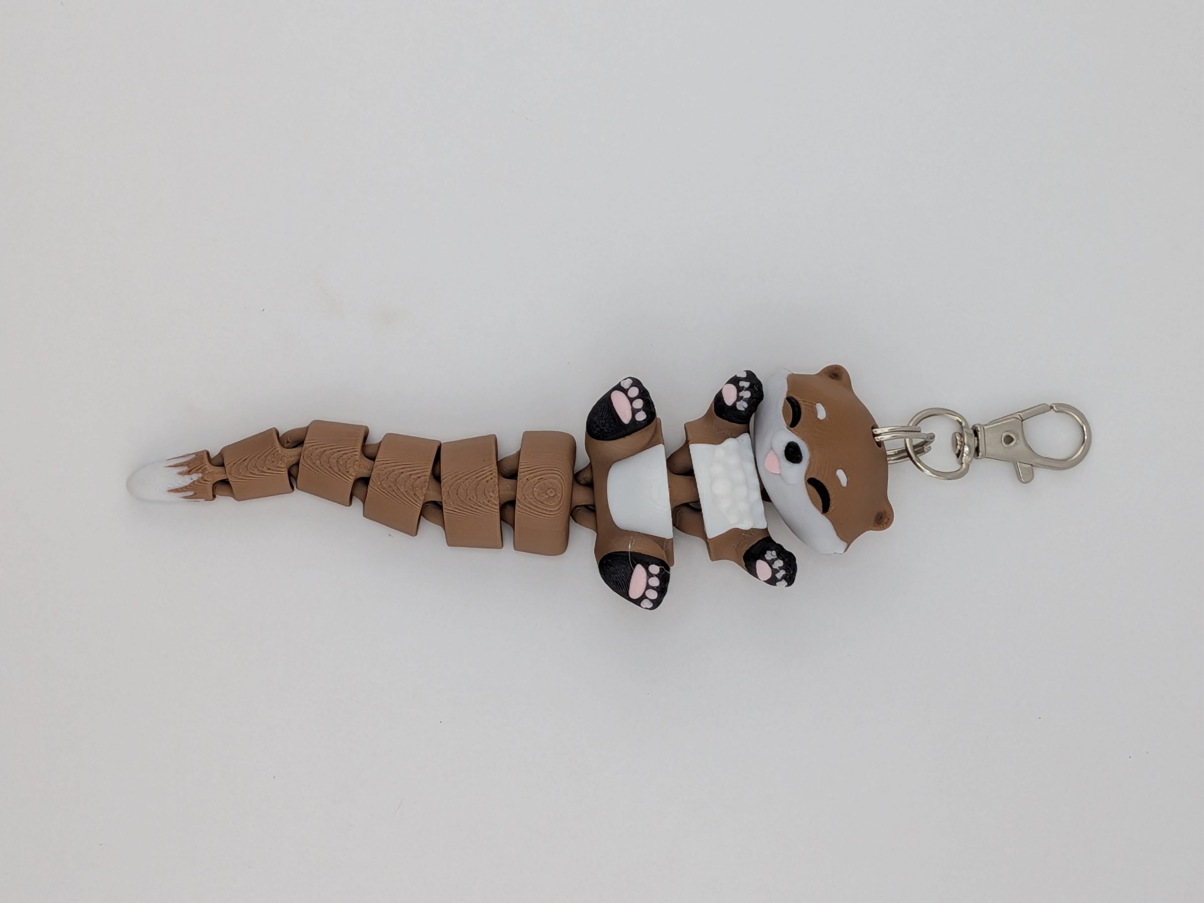 5.1 Inch Fluffy Tail Otter Keychain Articulated River-Wiggle Fidget Buddy