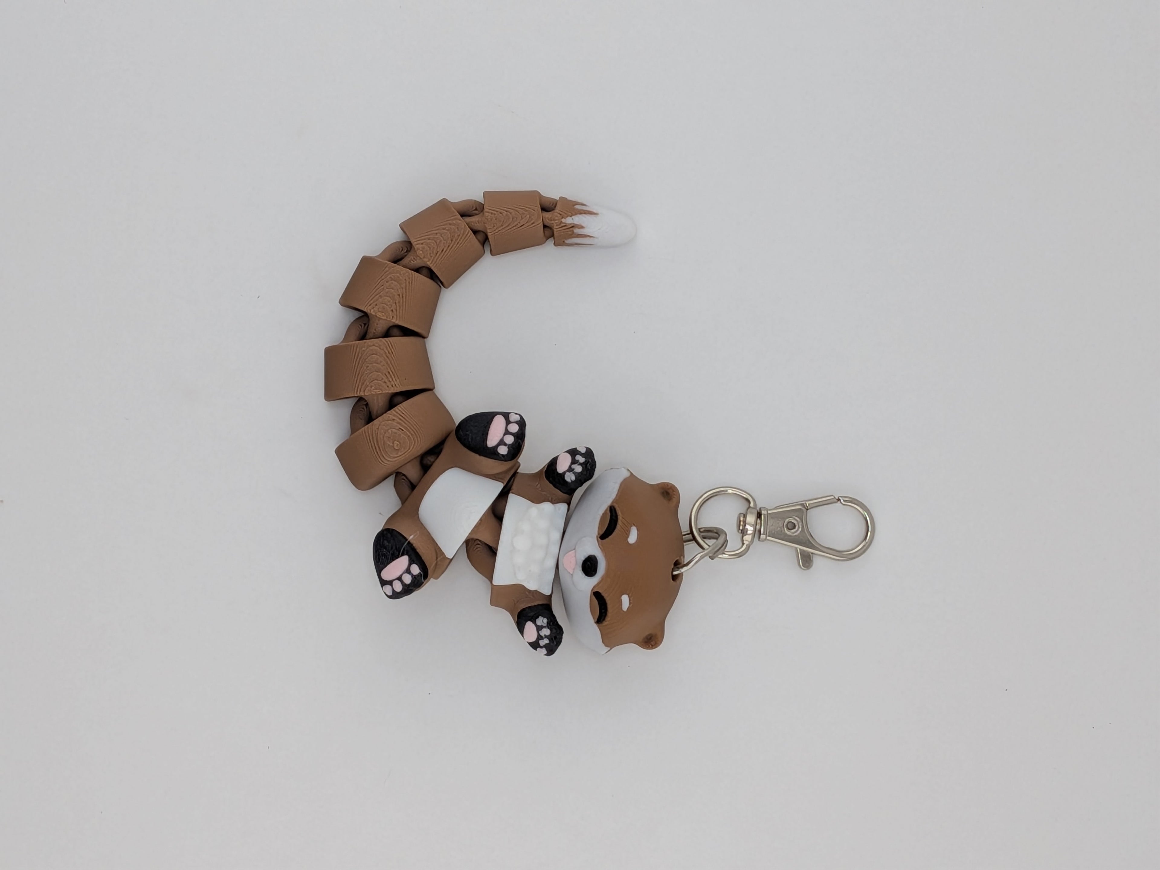 5.1 Inch Fluffy Tail Otter Keychain Articulated River-Wiggle Fidget Buddy