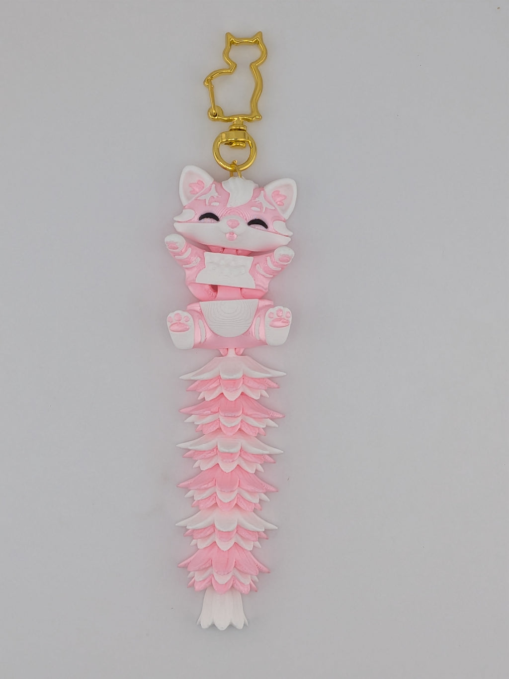 5.1 Inch Fluffy Tail Cat Keychain Articulated Mega Wiggle Fidget Buddy