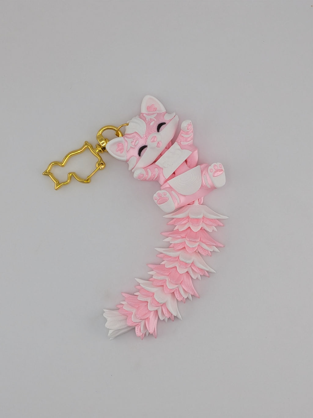 5.1 Inch Fluffy Tail Cat Keychain Articulated Mega Wiggle Fidget Buddy