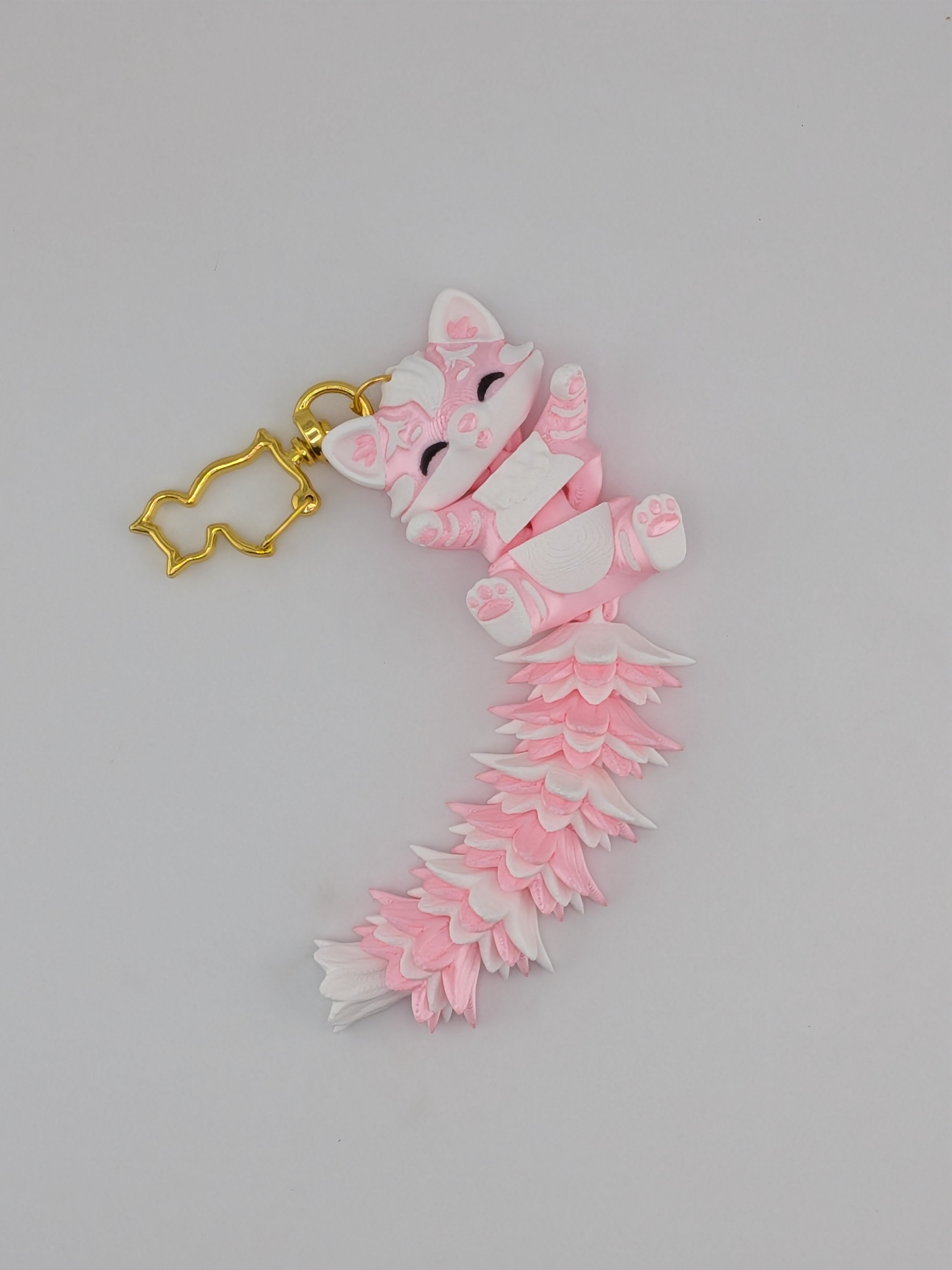 5.1 Inch Fluffy Tail Cat Keychain Articulated Mega Wiggle Fidget Buddy