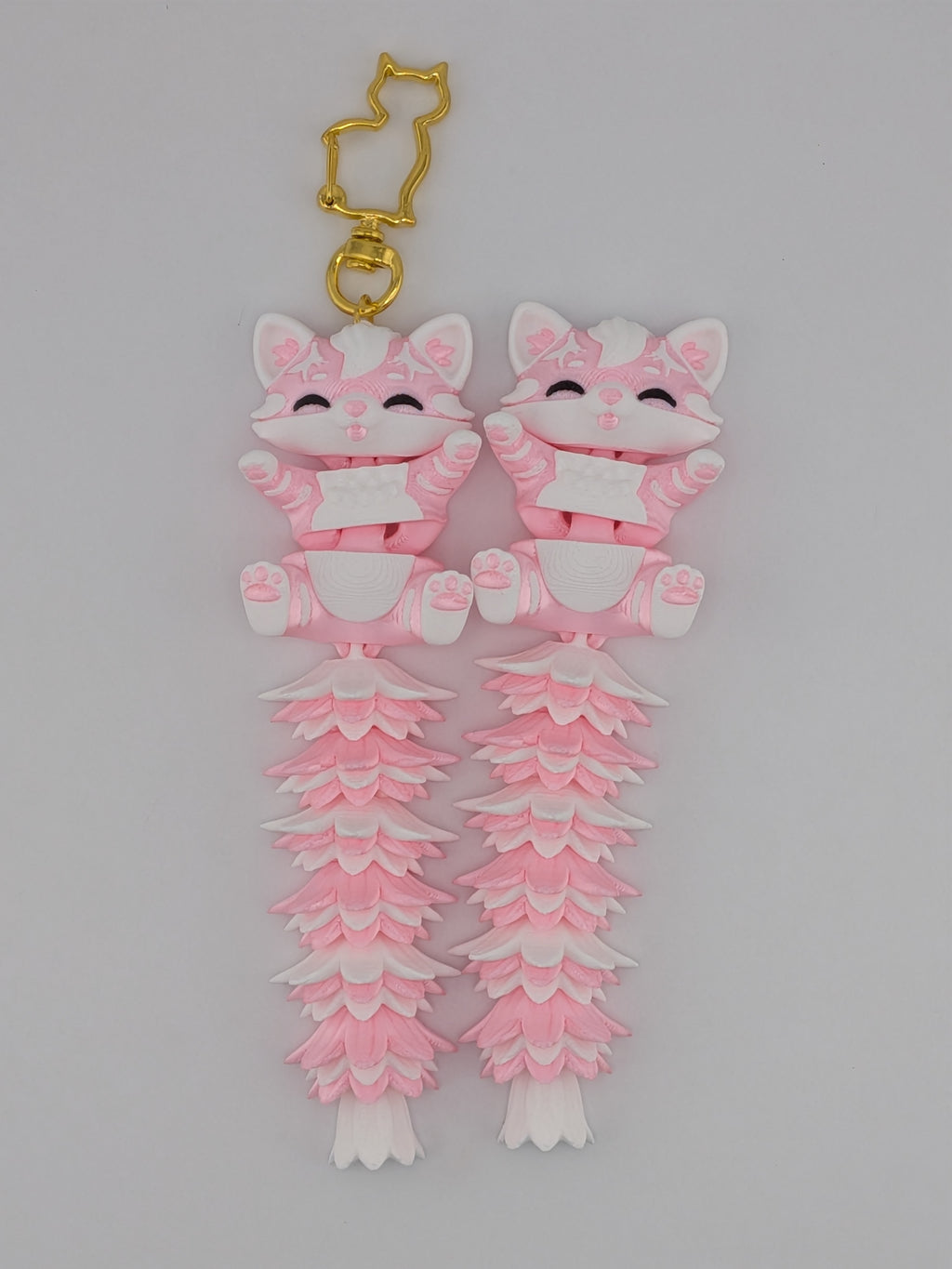 5.1 Inch Fluffy Tail Cat Keychain Articulated Mega Wiggle Fidget Buddy
