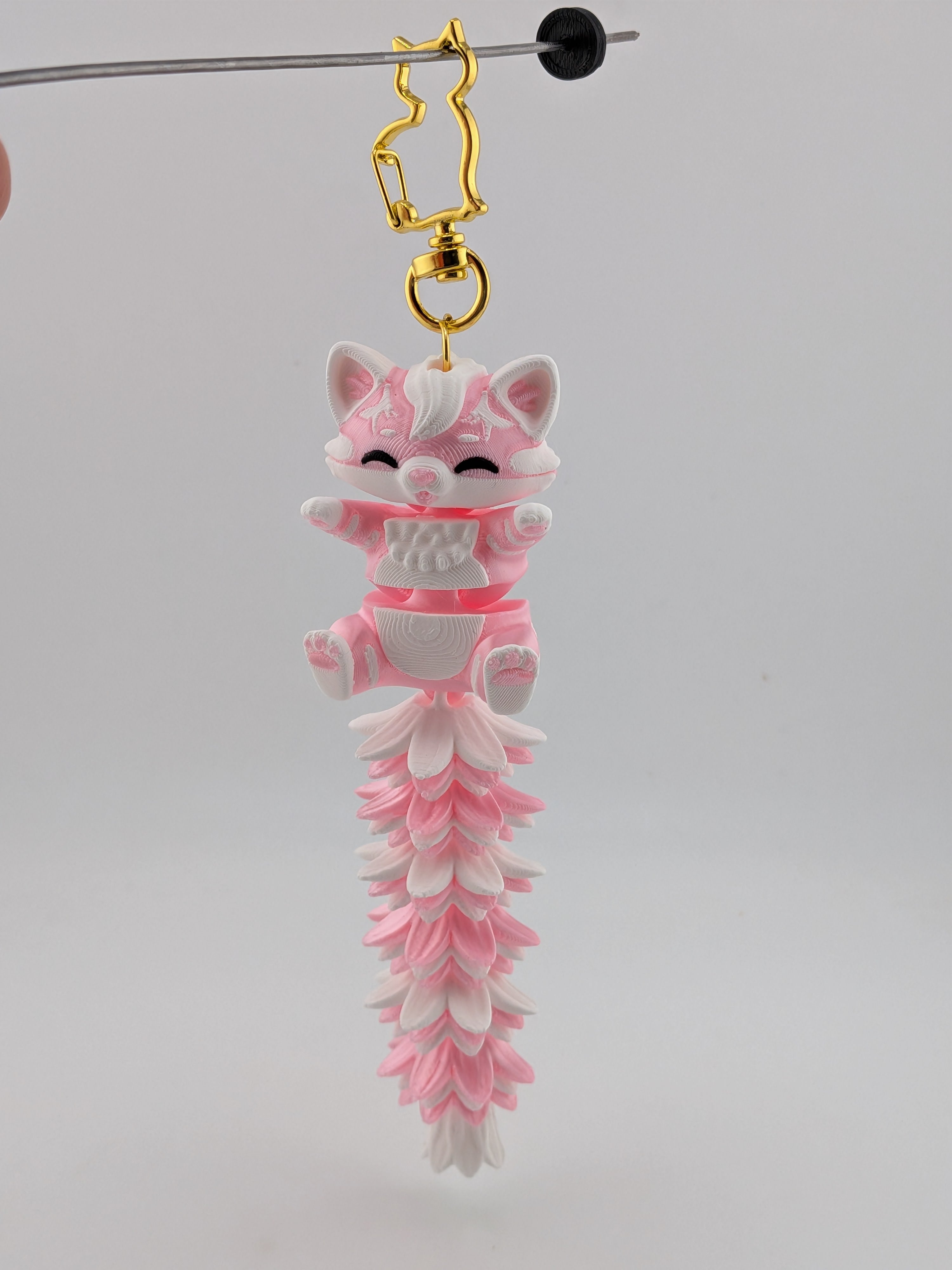 5.1 Inch Fluffy Tail Cat Keychain Articulated Mega Wiggle Fidget Buddy