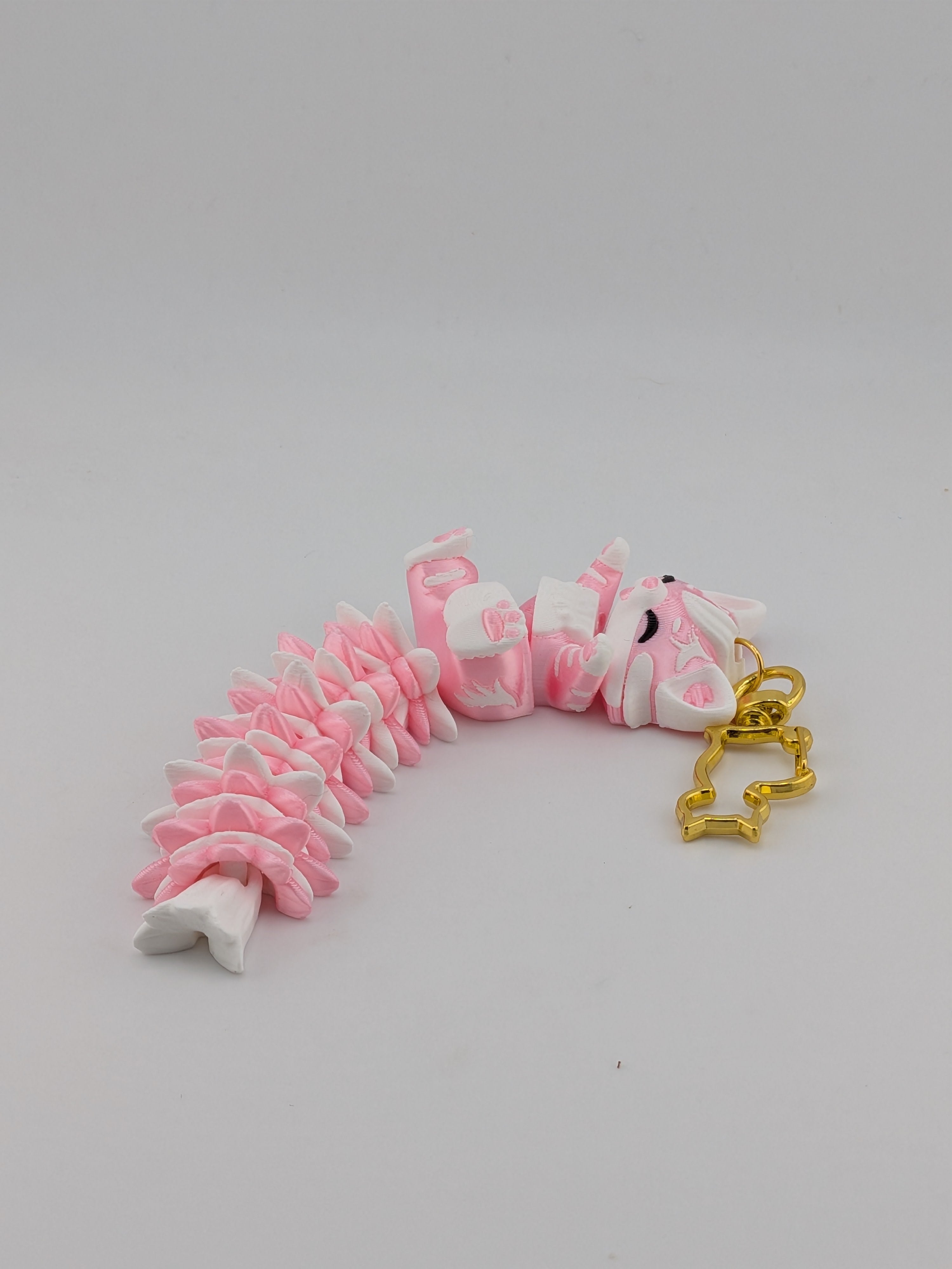 5.1 Inch Fluffy Tail Cat Keychain Articulated Mega Wiggle Fidget Buddy