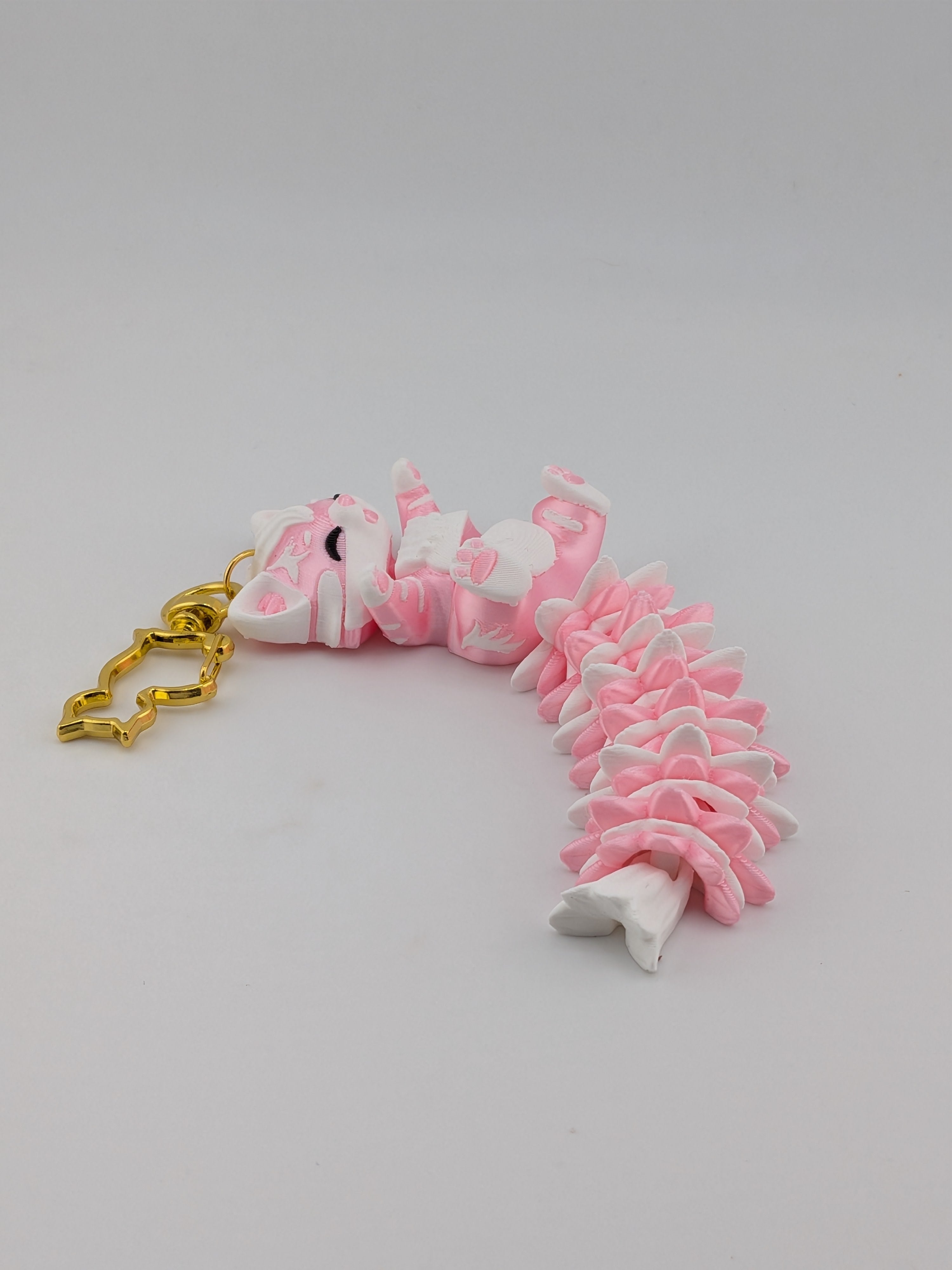 5.1 Inch Fluffy Tail Cat Keychain Articulated Mega Wiggle Fidget Buddy