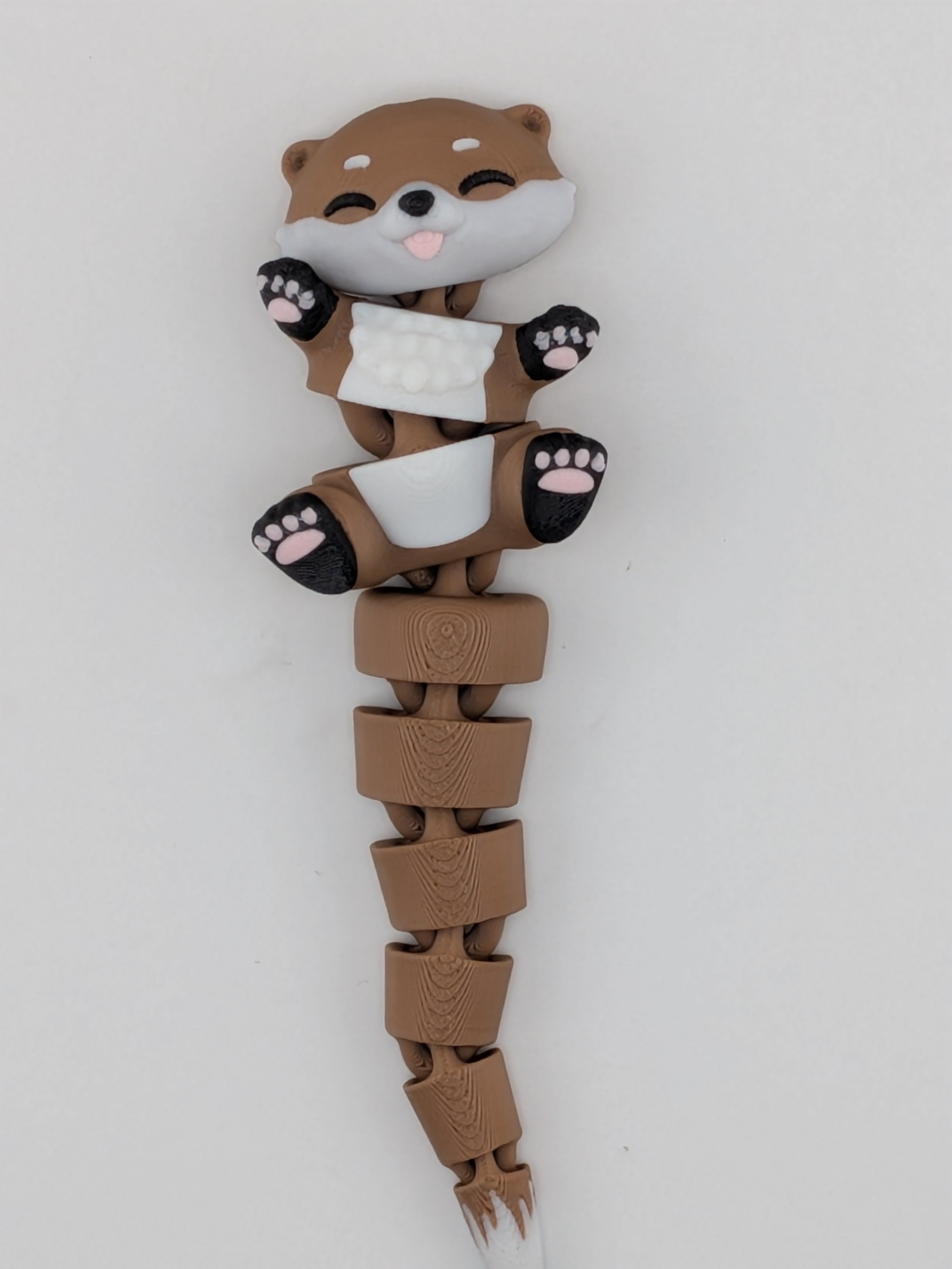 5.1 Inch Fluffy Tail Otter Keychain Articulated River-Wiggle Fidget Buddy
