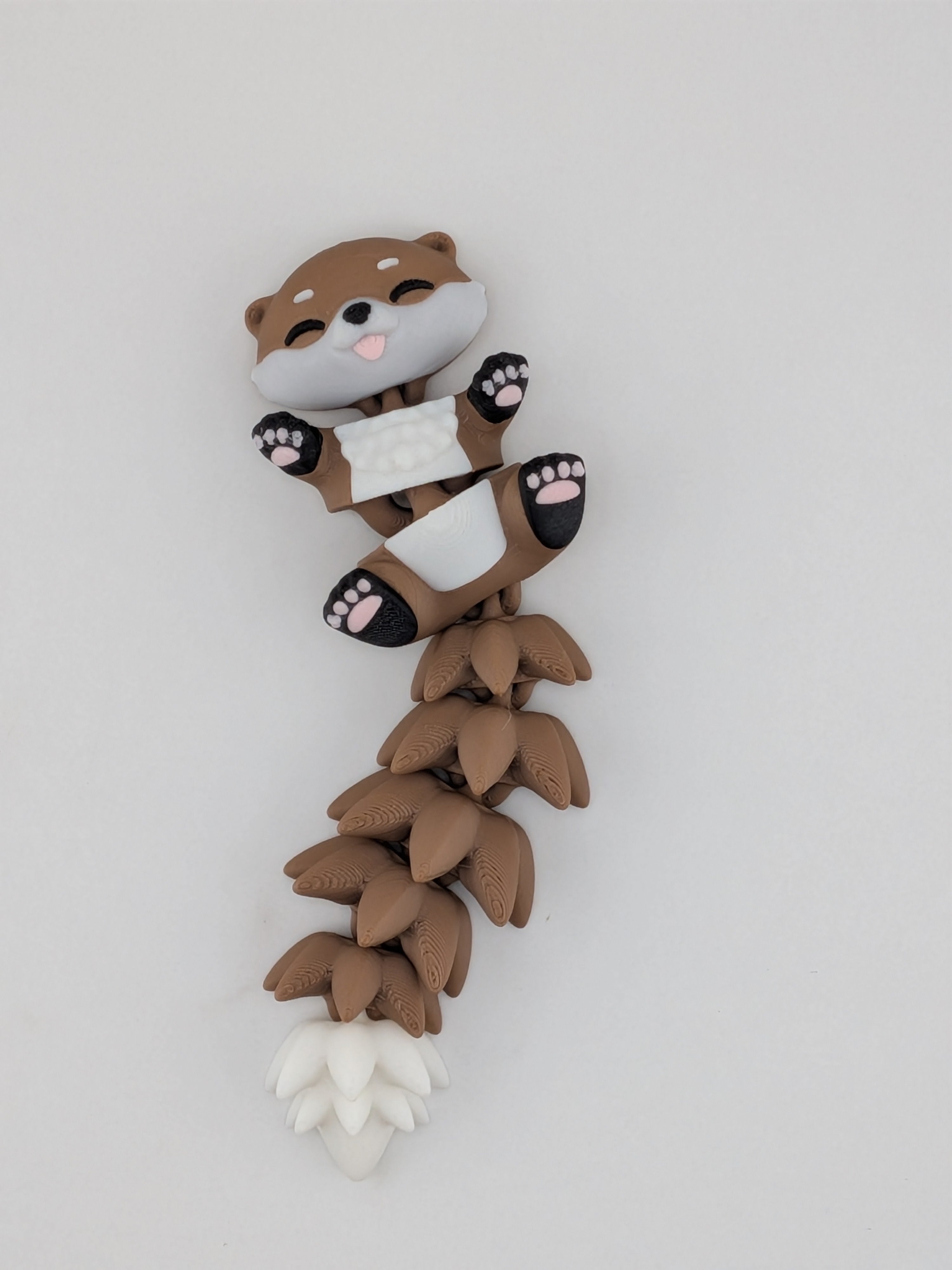 5.1 Inch Fluffy Tail Otter Keychain Articulated River-Wiggle Fidget Buddy
