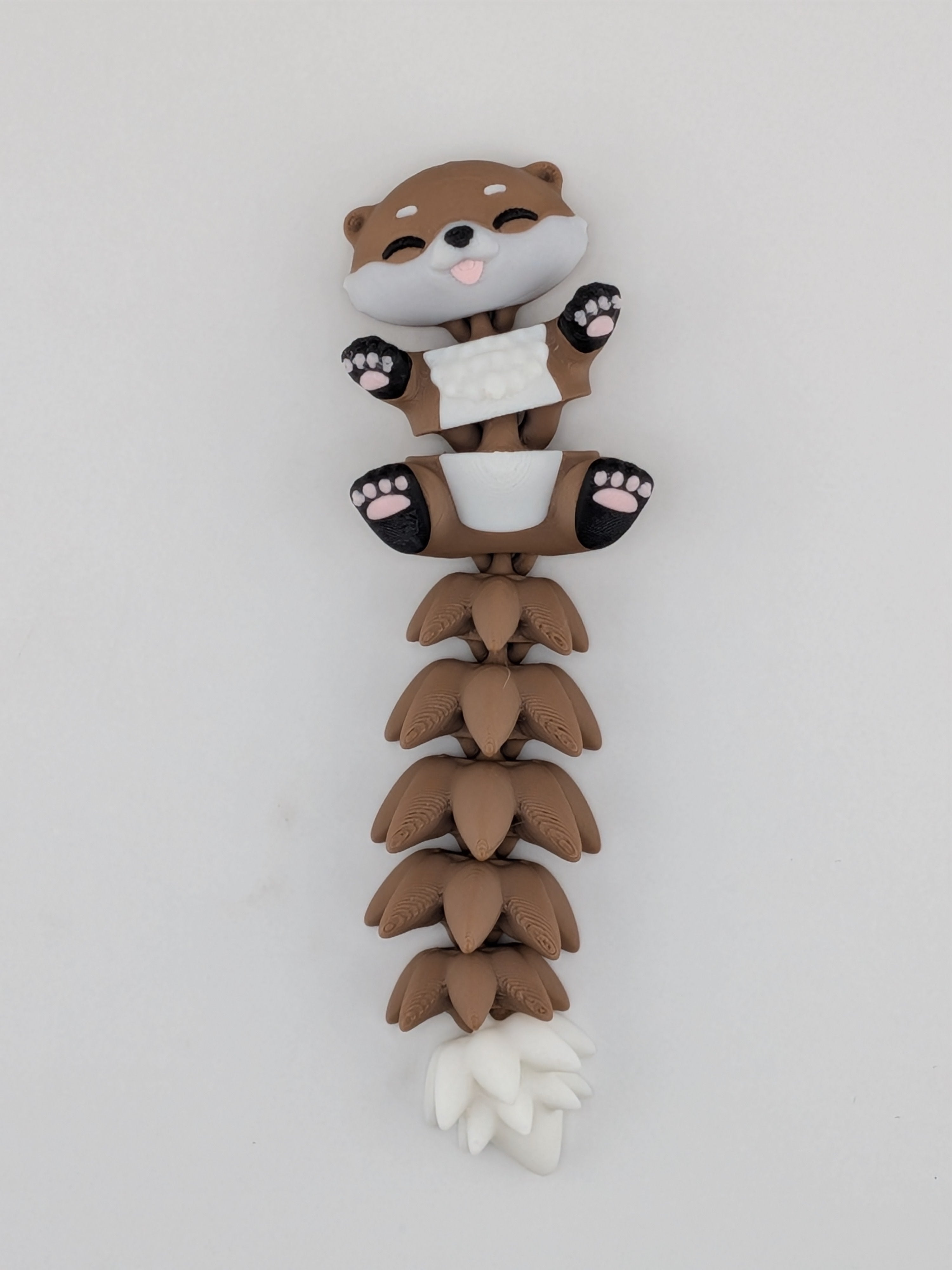 5.1 Inch Fluffy Tail Otter Keychain Articulated River-Wiggle Fidget Buddy