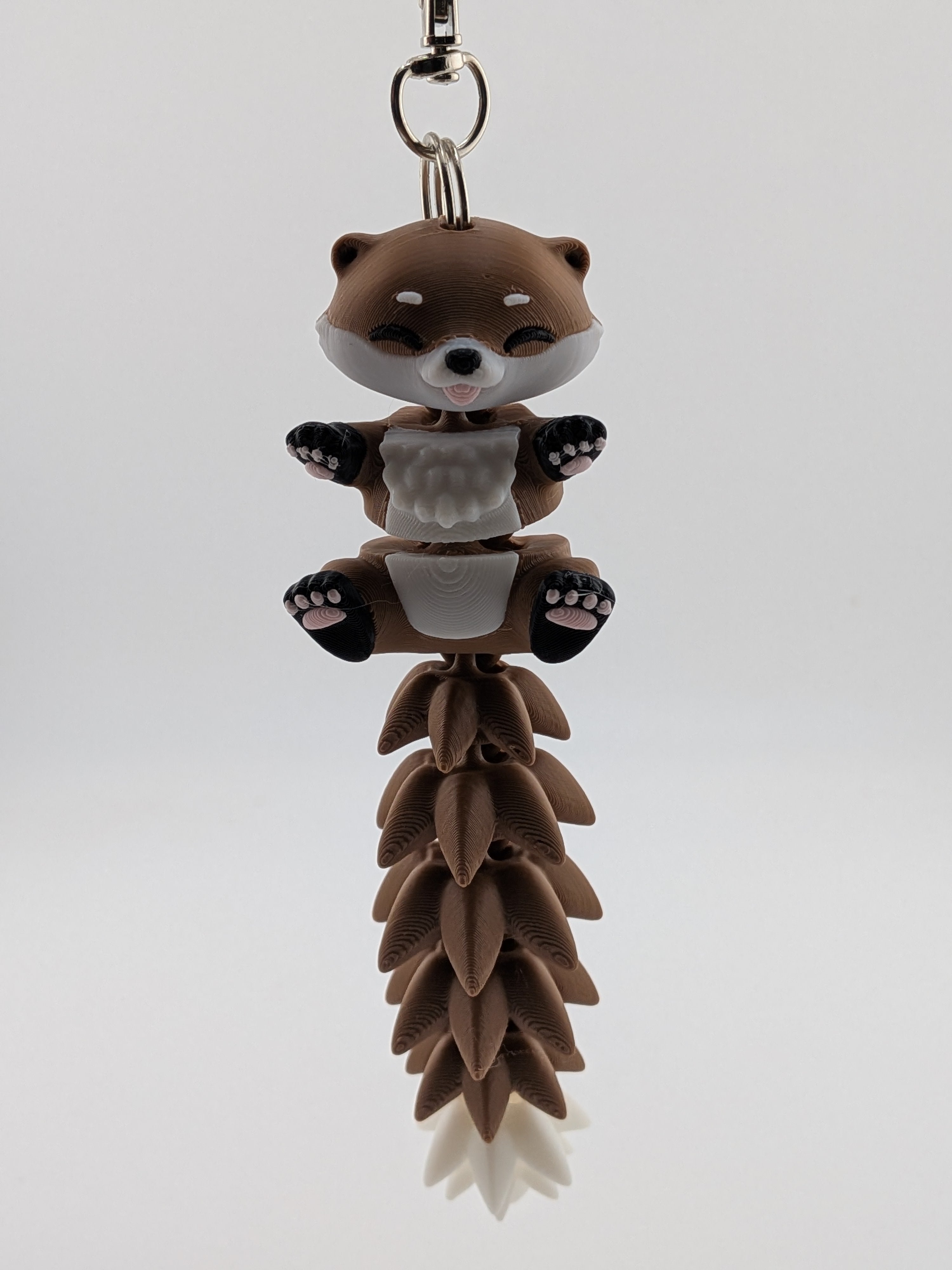 5.1 Inch Fluffy Tail Otter Keychain Articulated River-Wiggle Fidget Buddy