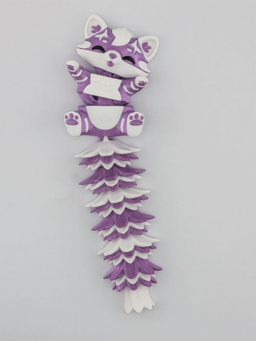 5.1 Inch Fluffy Tail Cat Articulated Mega Wiggle Magnetic Fridge Buddy