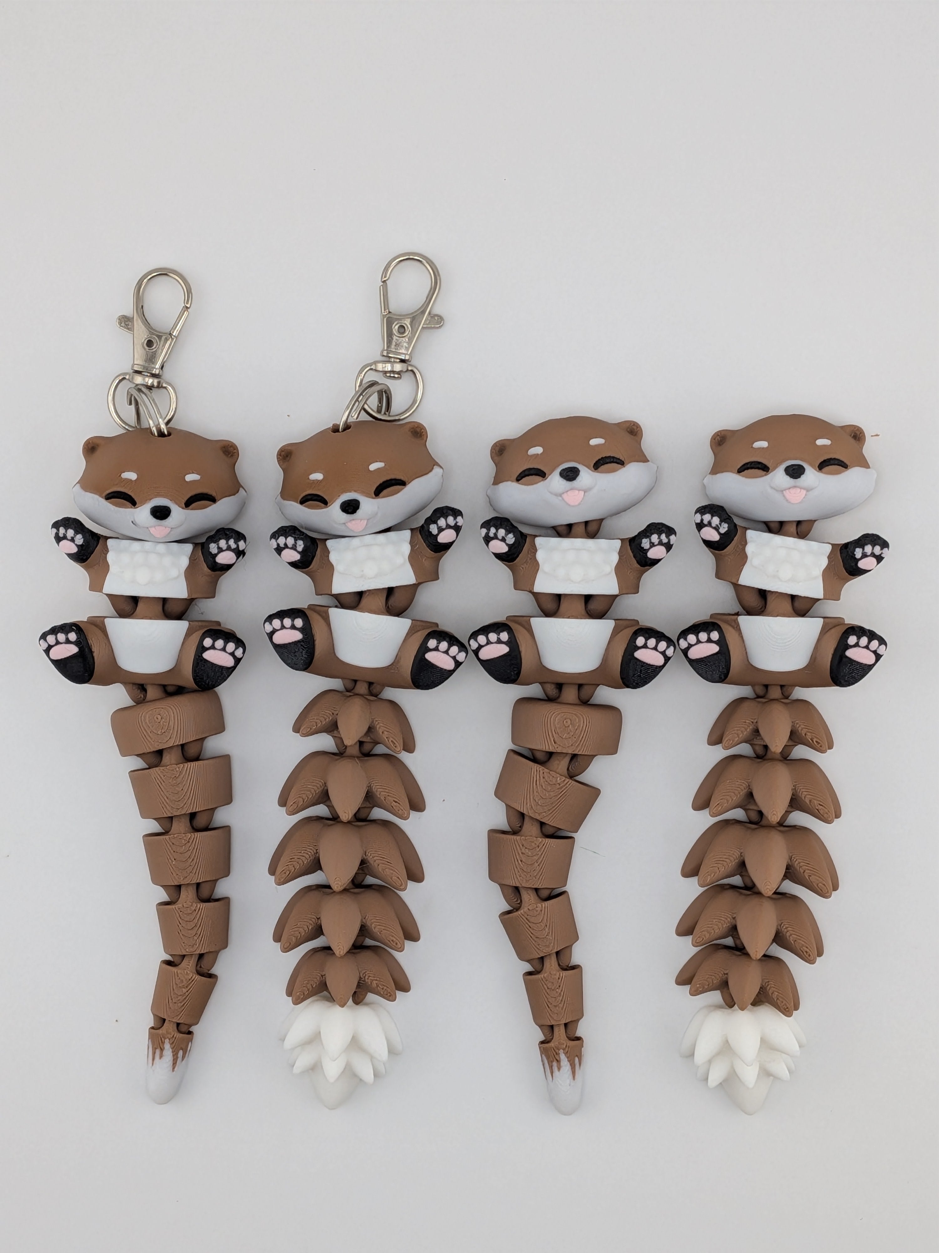 5.1 Inch Fluffy Tail Otter Keychain Articulated River-Wiggle Fidget Buddy