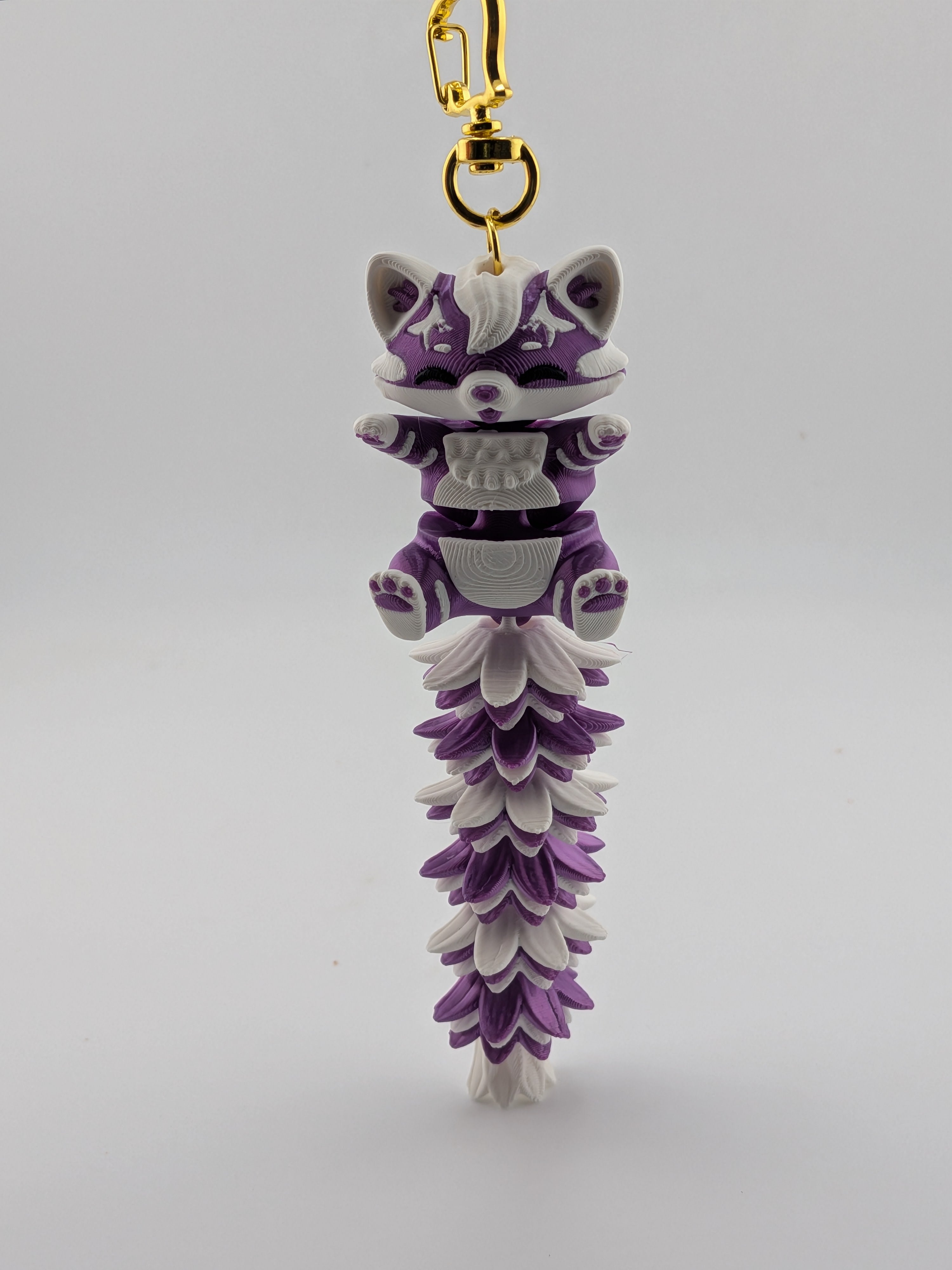 5.1 Inch Fluffy Tail Cat Keychain Articulated Mega Wiggle Fidget Buddy
